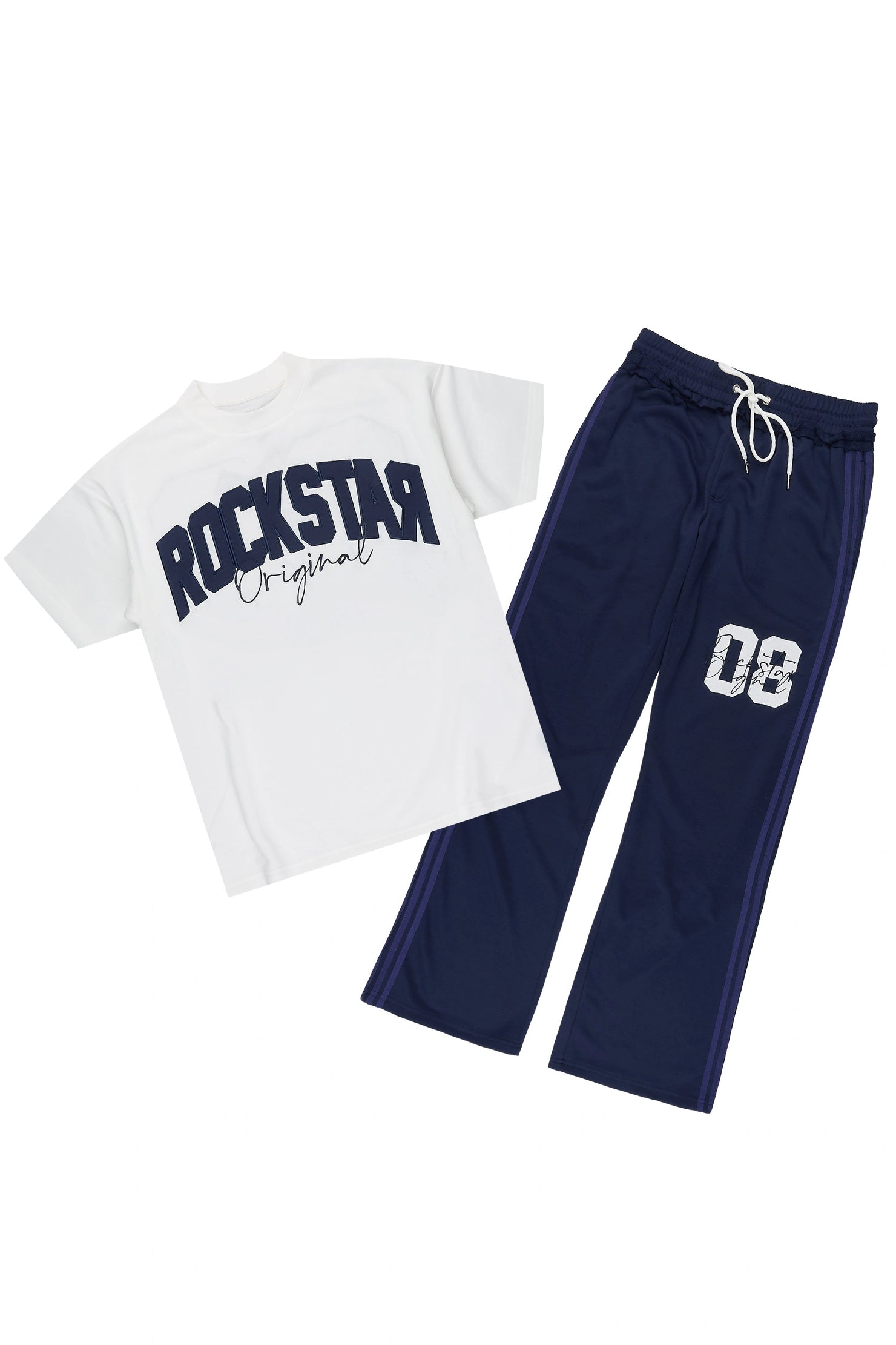 Zymir Blue French Terry Chenille Tee/ French Terry Relaxed Track Set