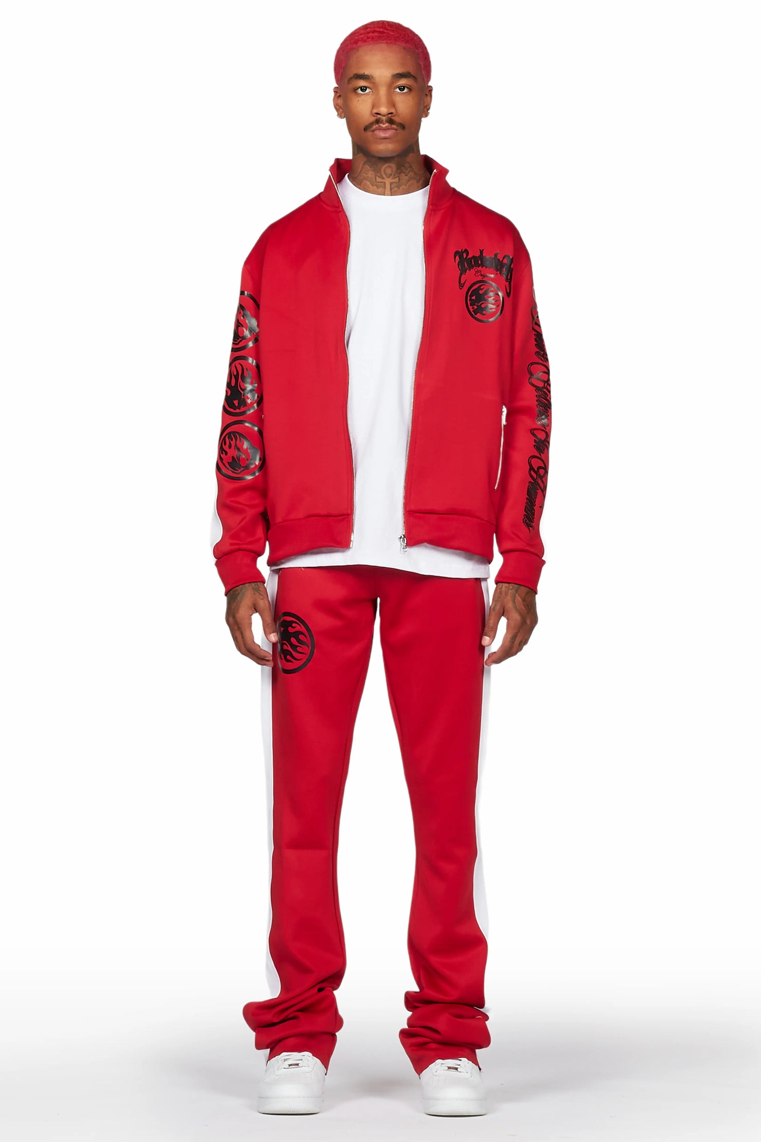 Yarden Red Tricot Super Stacked Flare Track Set