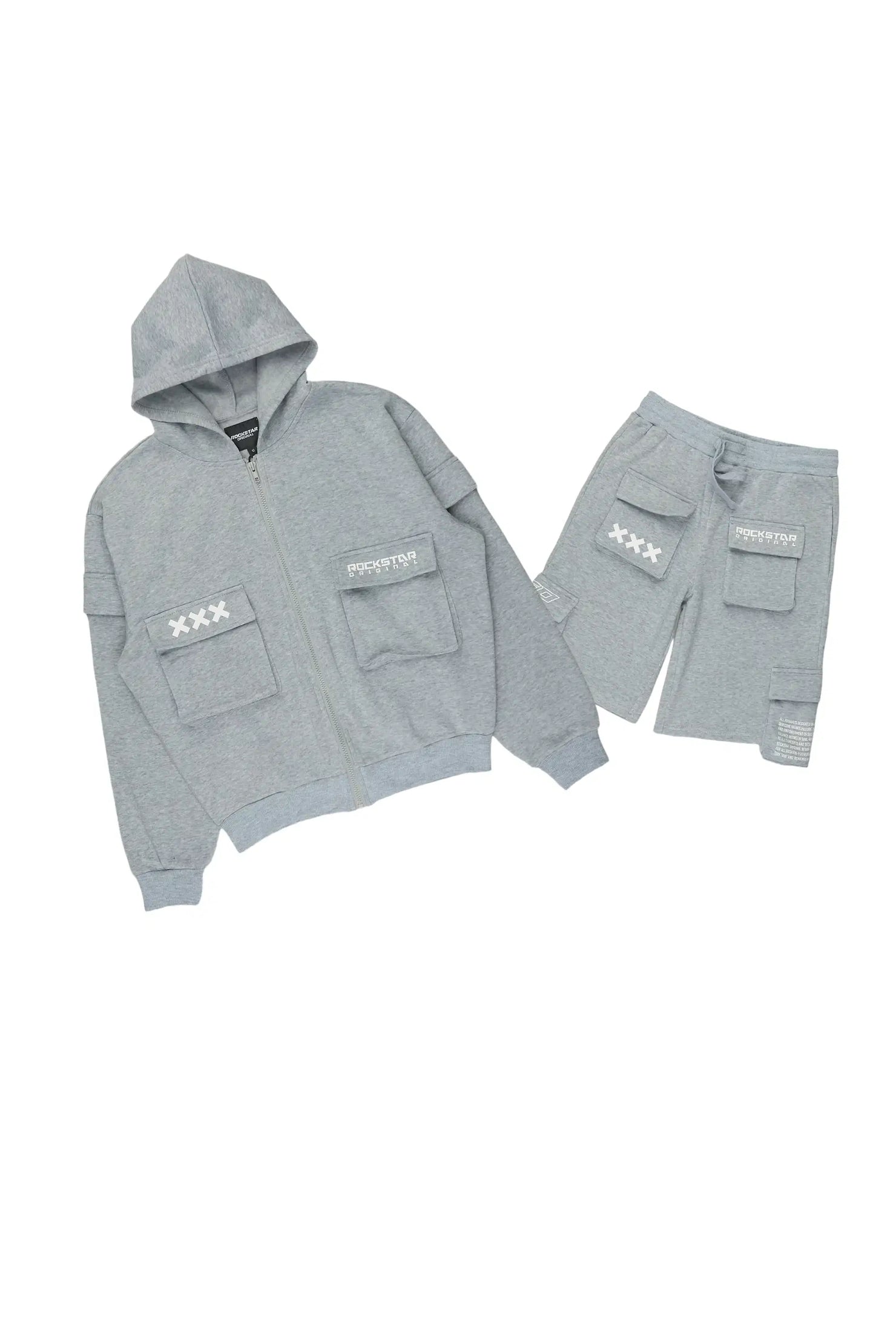 Boys Natan Heather Grey Cargo Short Set