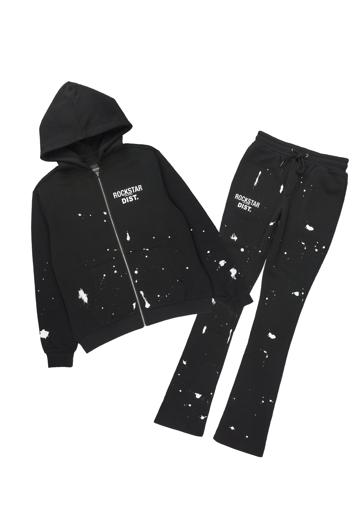 Zip Up Black Raffer Hoodie/Stacked Track Set