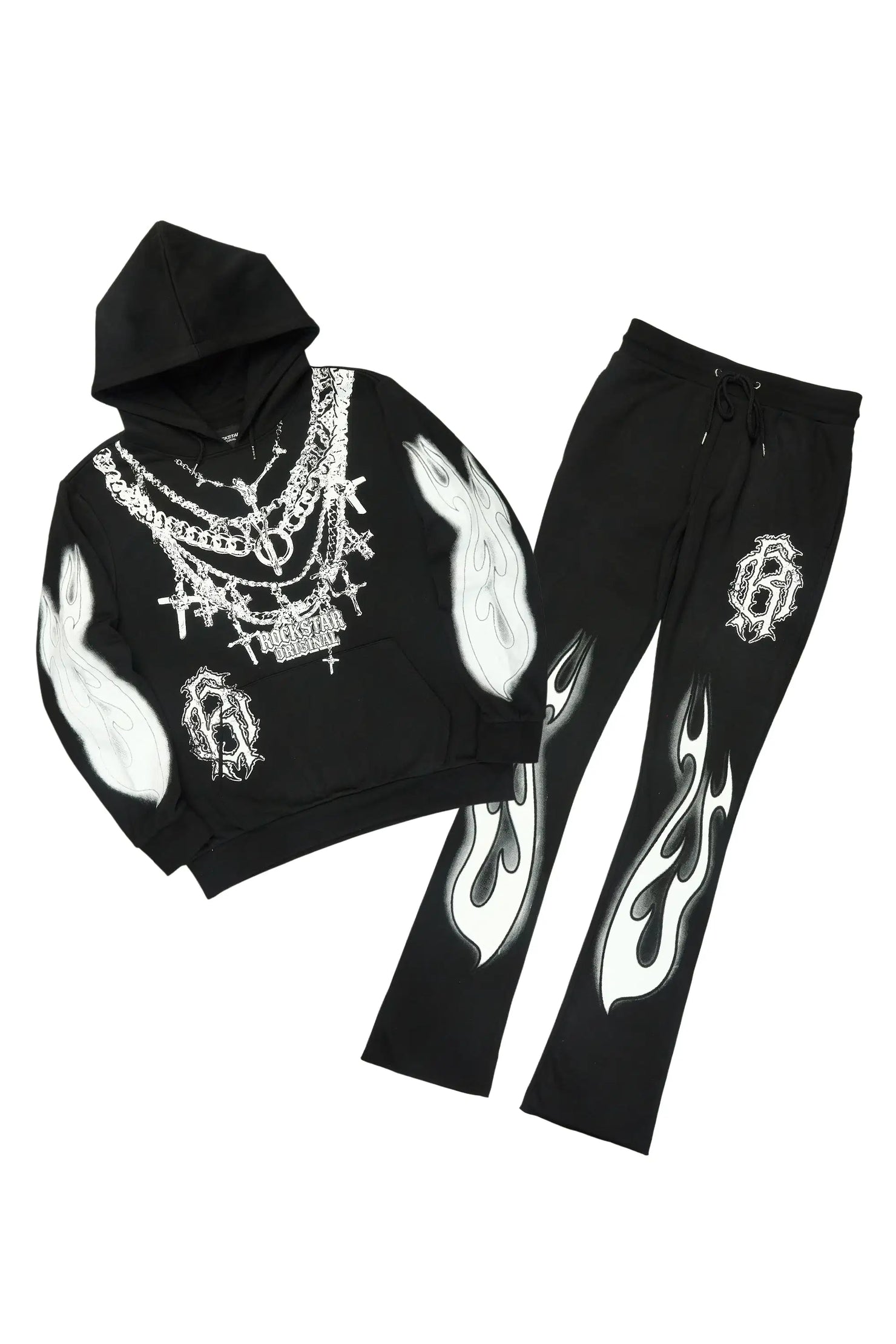 Nyro Black Hoodie/Stacked Pant Track Set