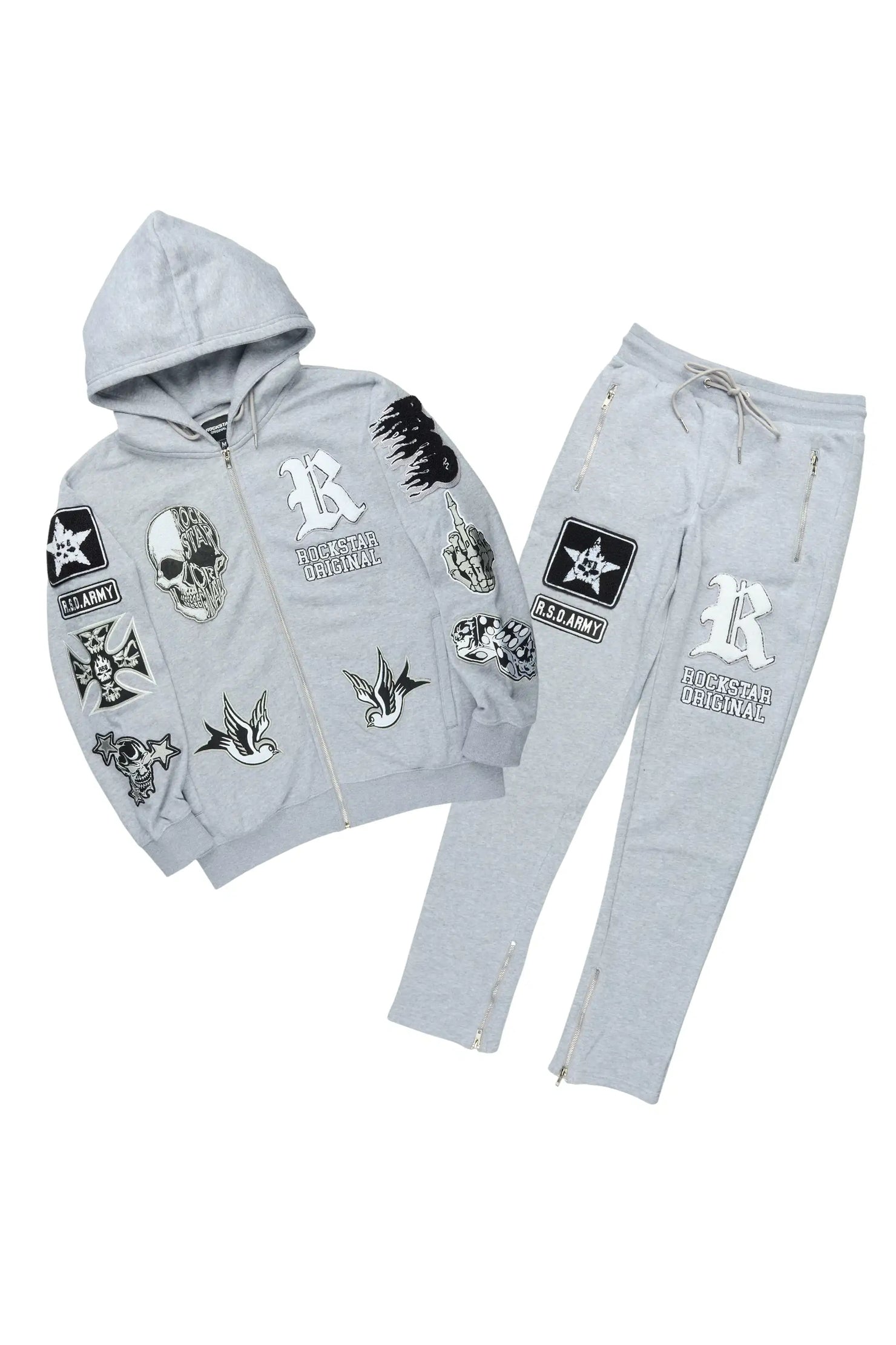Vidar Heather Grey Hoodie/Slim Fit Track Set