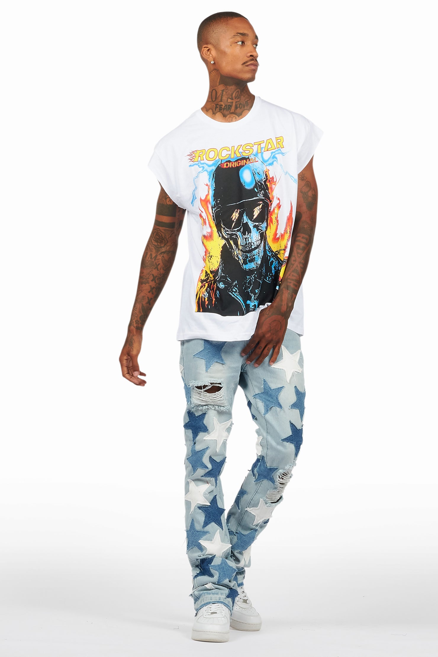 Balius White Graphic Muscle T-Shirt