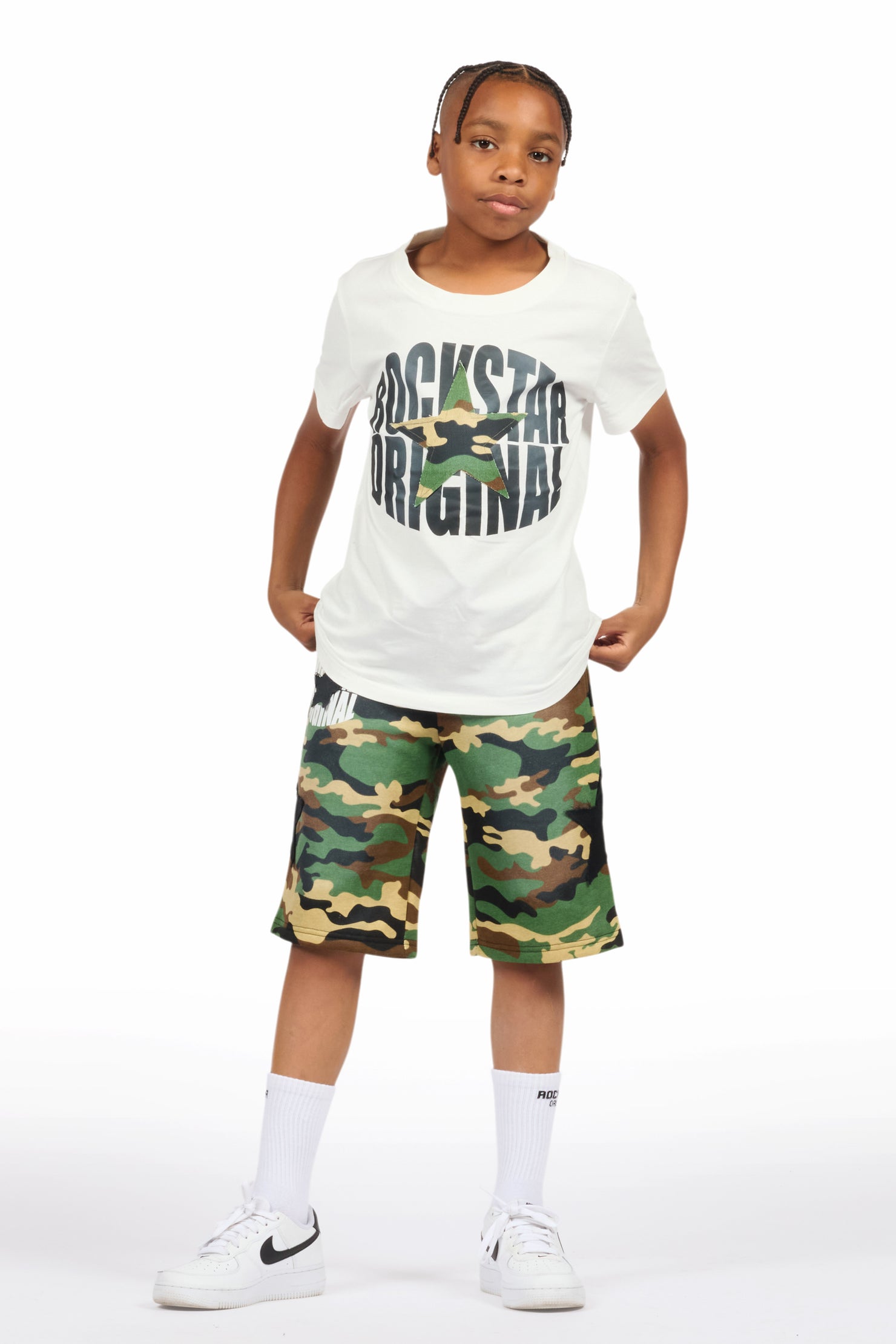 Boys Sarge White/Camo T-Shirt/Short Set