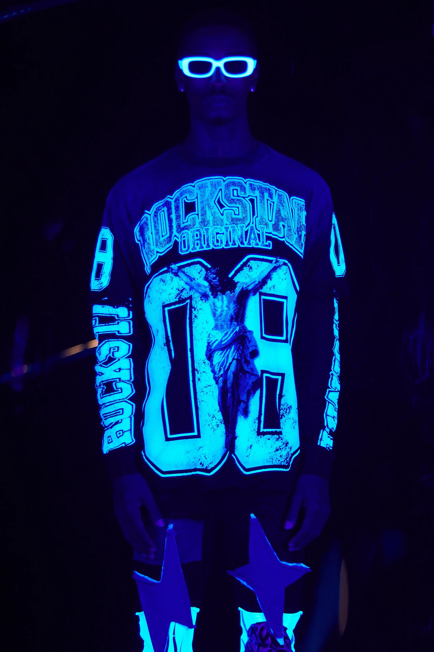 Fields Black/Blue Double Layer Long Sleeve Graphic T-Shirt