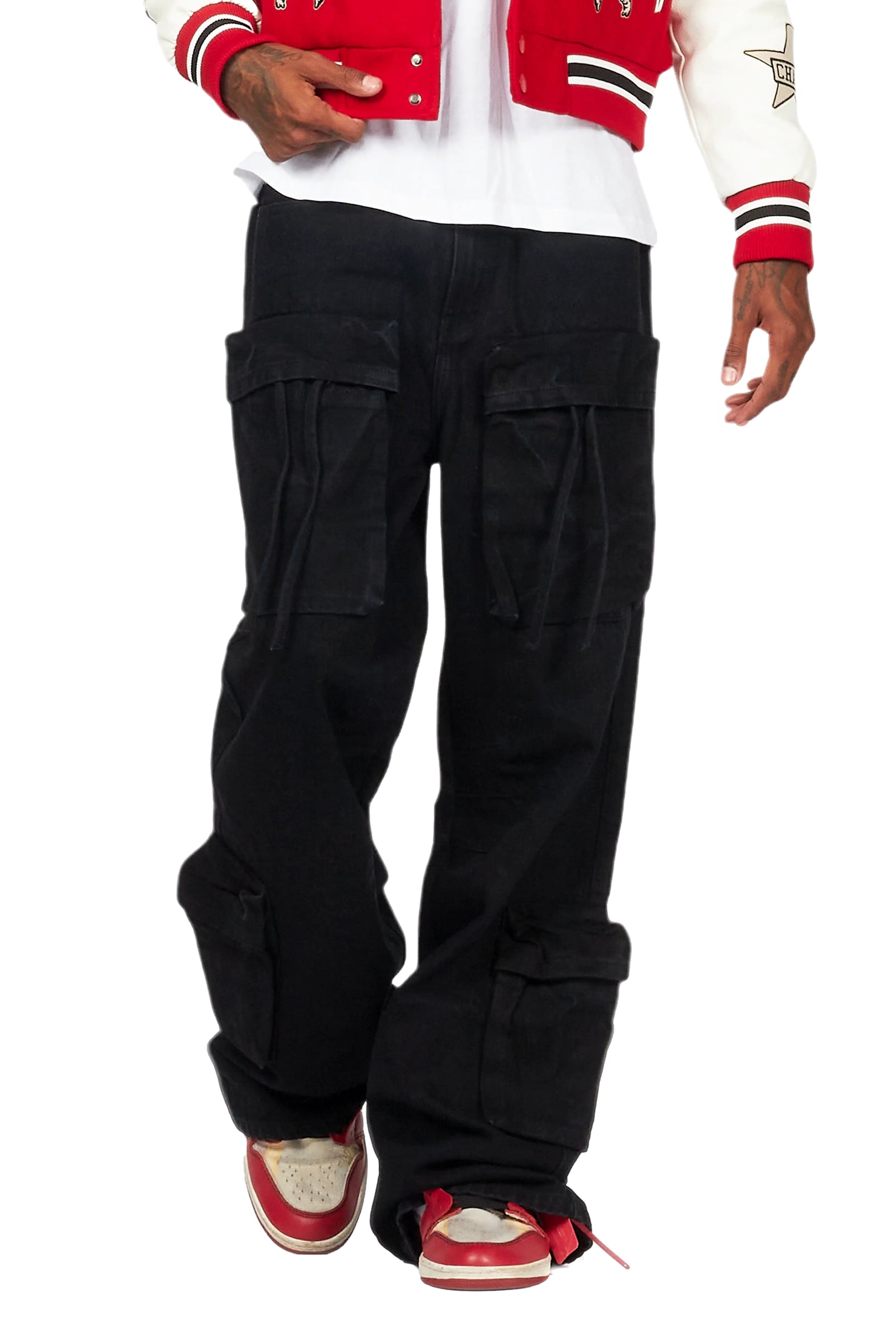 Cazer Black Baggy Fit Cargo Jean