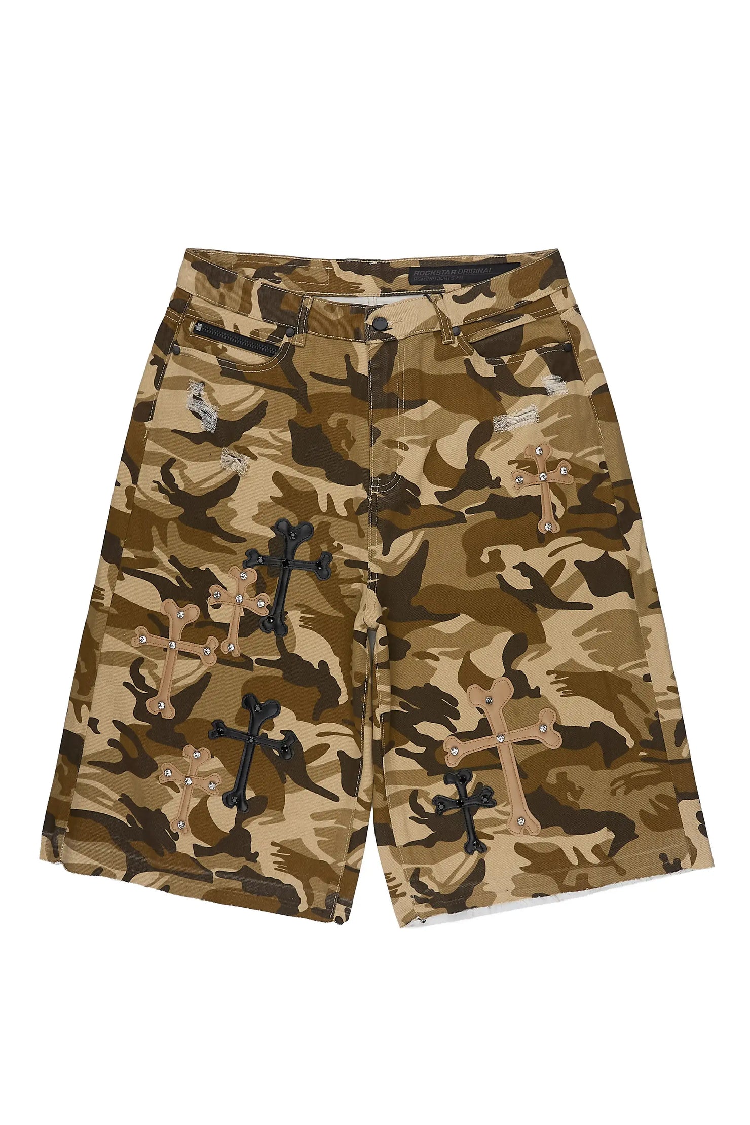 Olivier Beige Camo Patch Rhinestone Jort