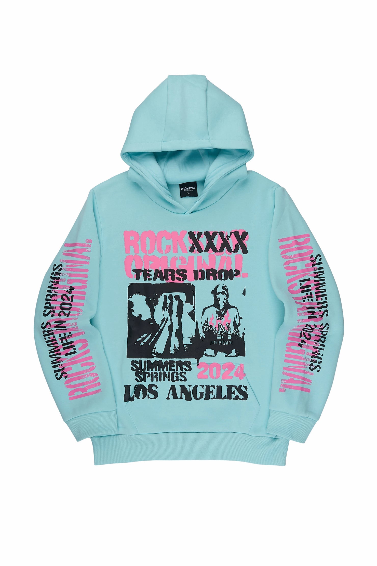 Boys Omer Light Blue Graphic Hoodie