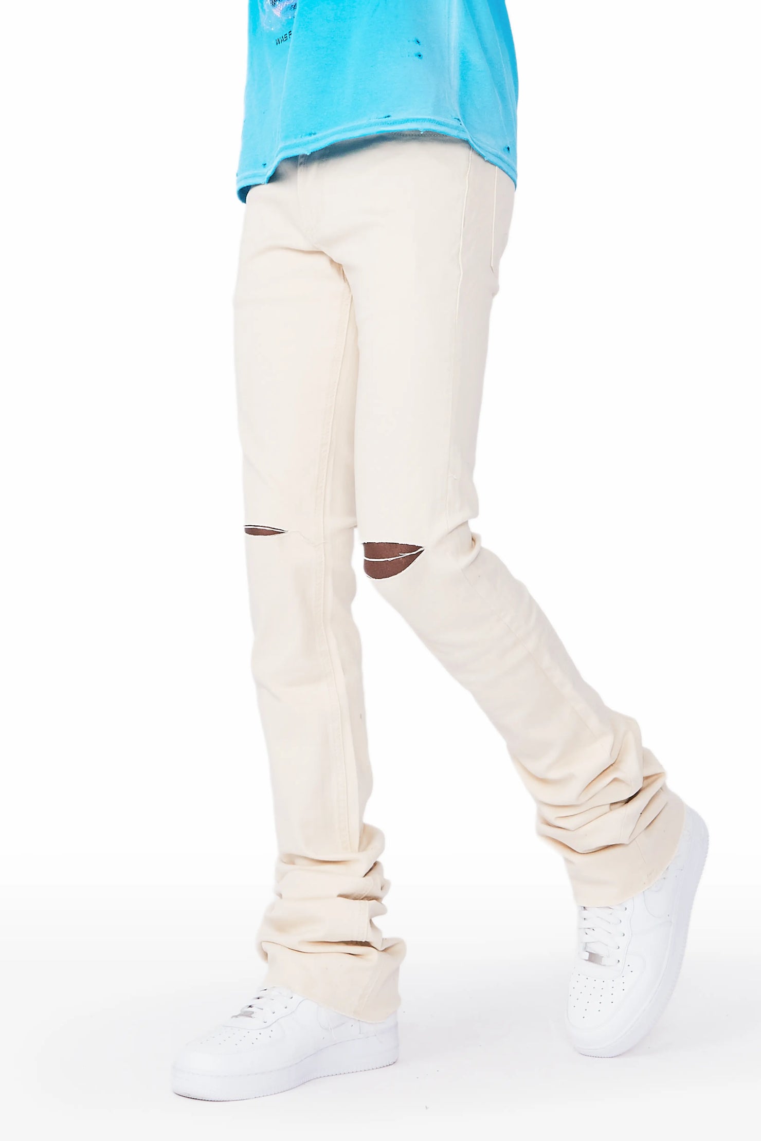 Faith Beige Super Stacked Flare Jean