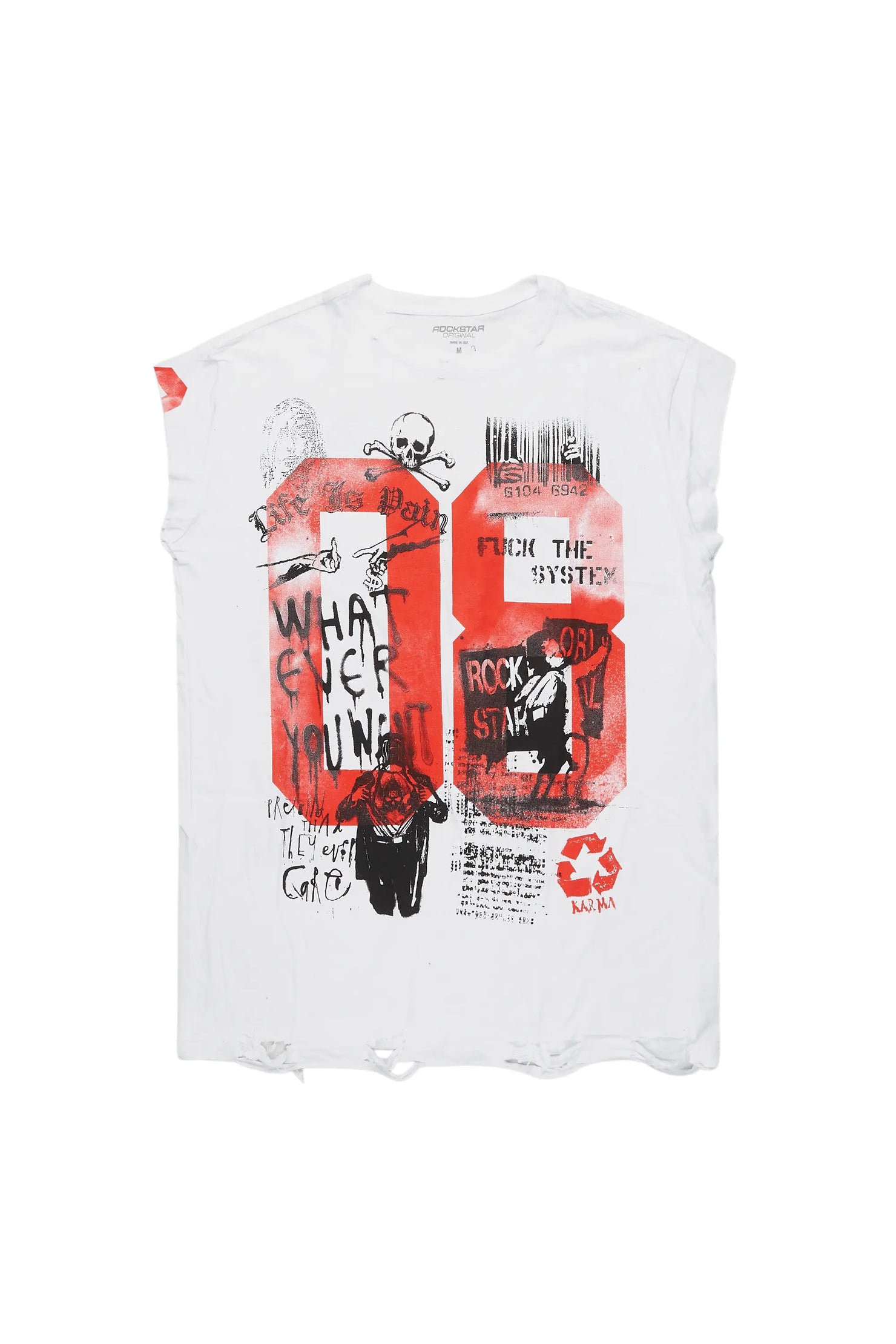 Grill White Graphic Muscle T-Shirt