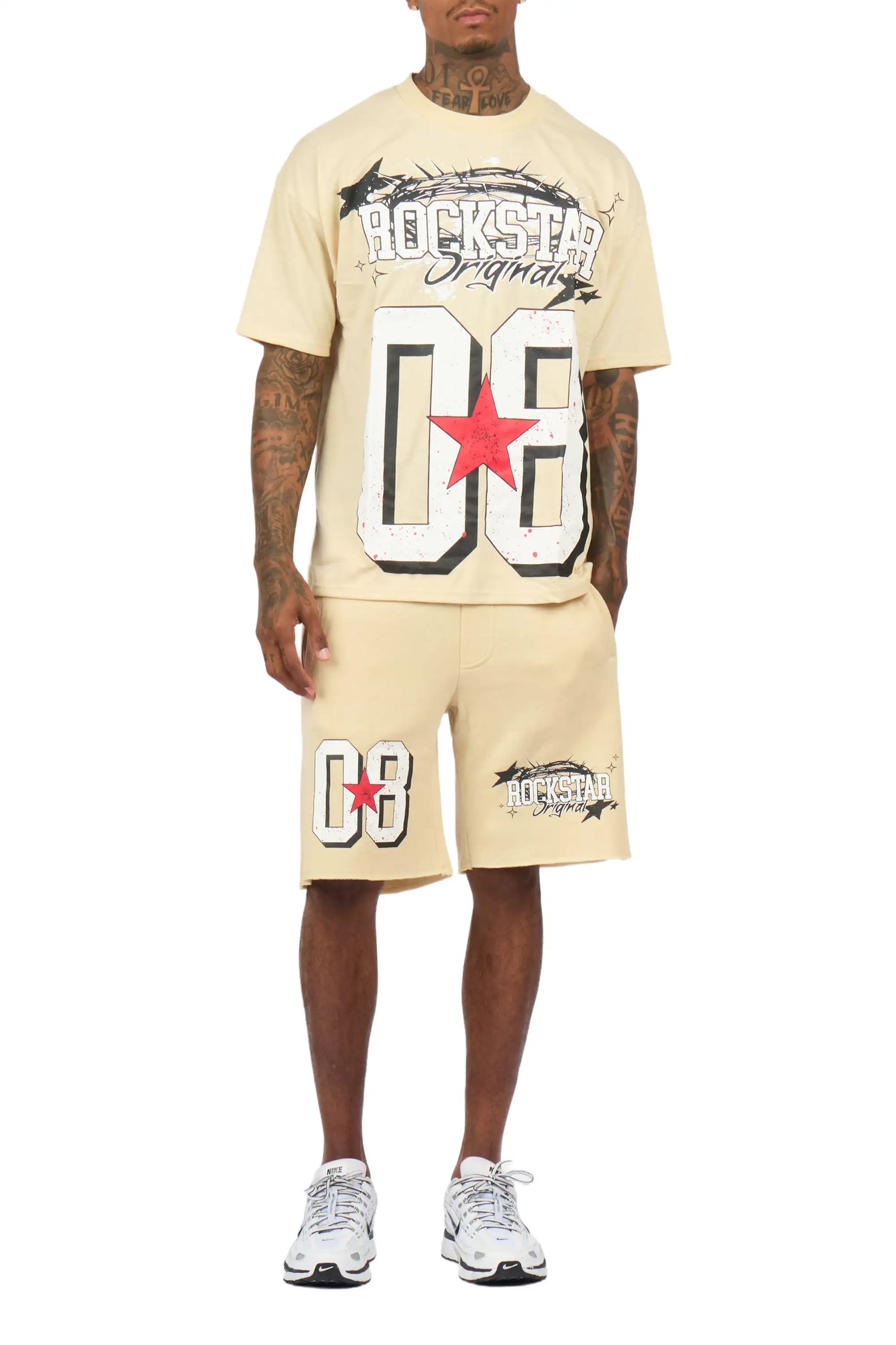 Allstar Beige/White T-Shirt Short Set