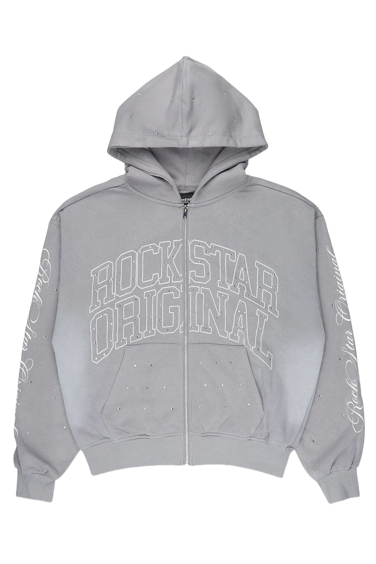 Dripped Vintage Grey Rhinestone Hoodie