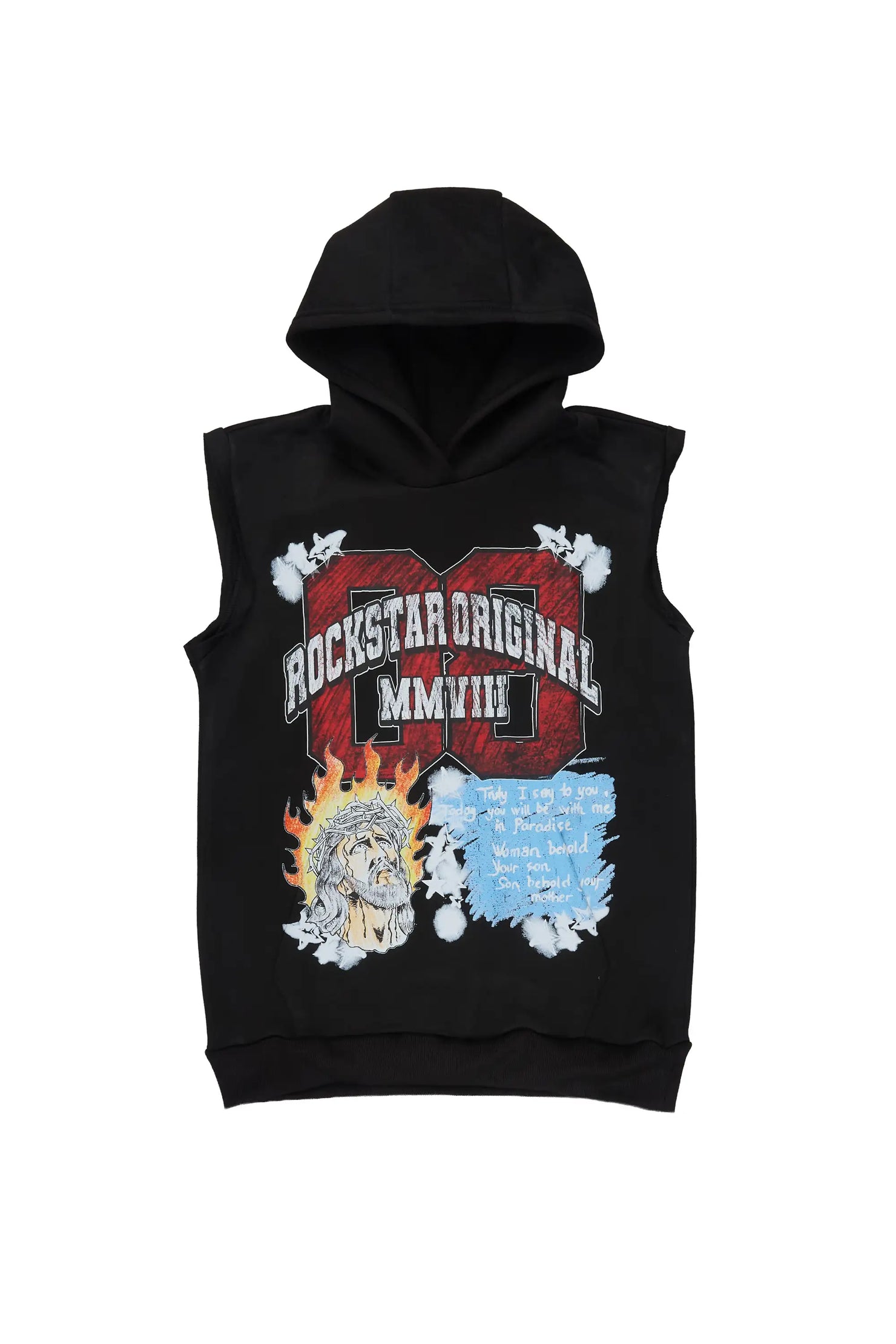 Boys Jesus Crayon Black Cut Sleeve Hoodie