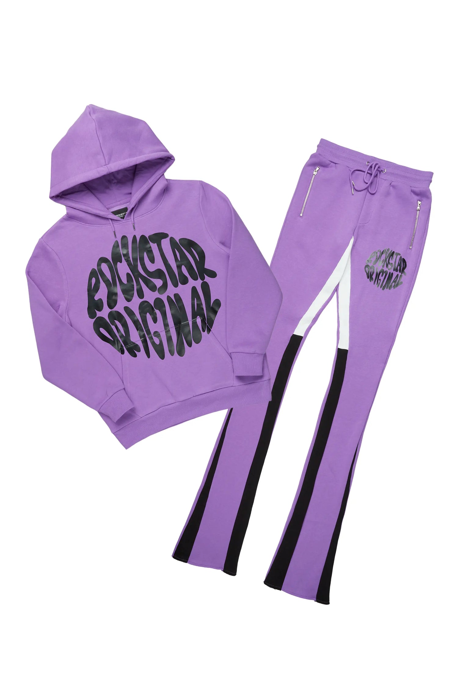 Thierry Purple Super Stacked Flare Track Pant Set