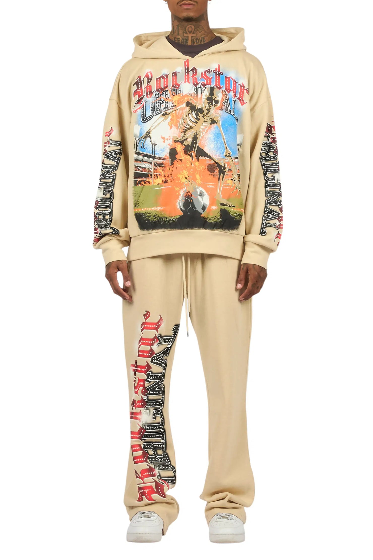 Graive Beige Hoodie/Baggy Pant Track Set