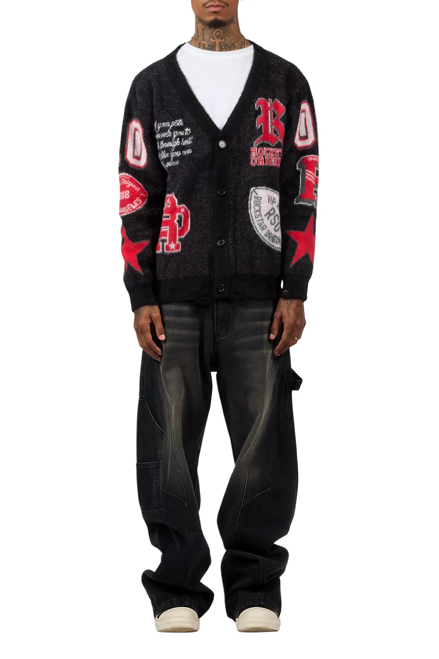 Delling Black/White/Red Knit Sweater