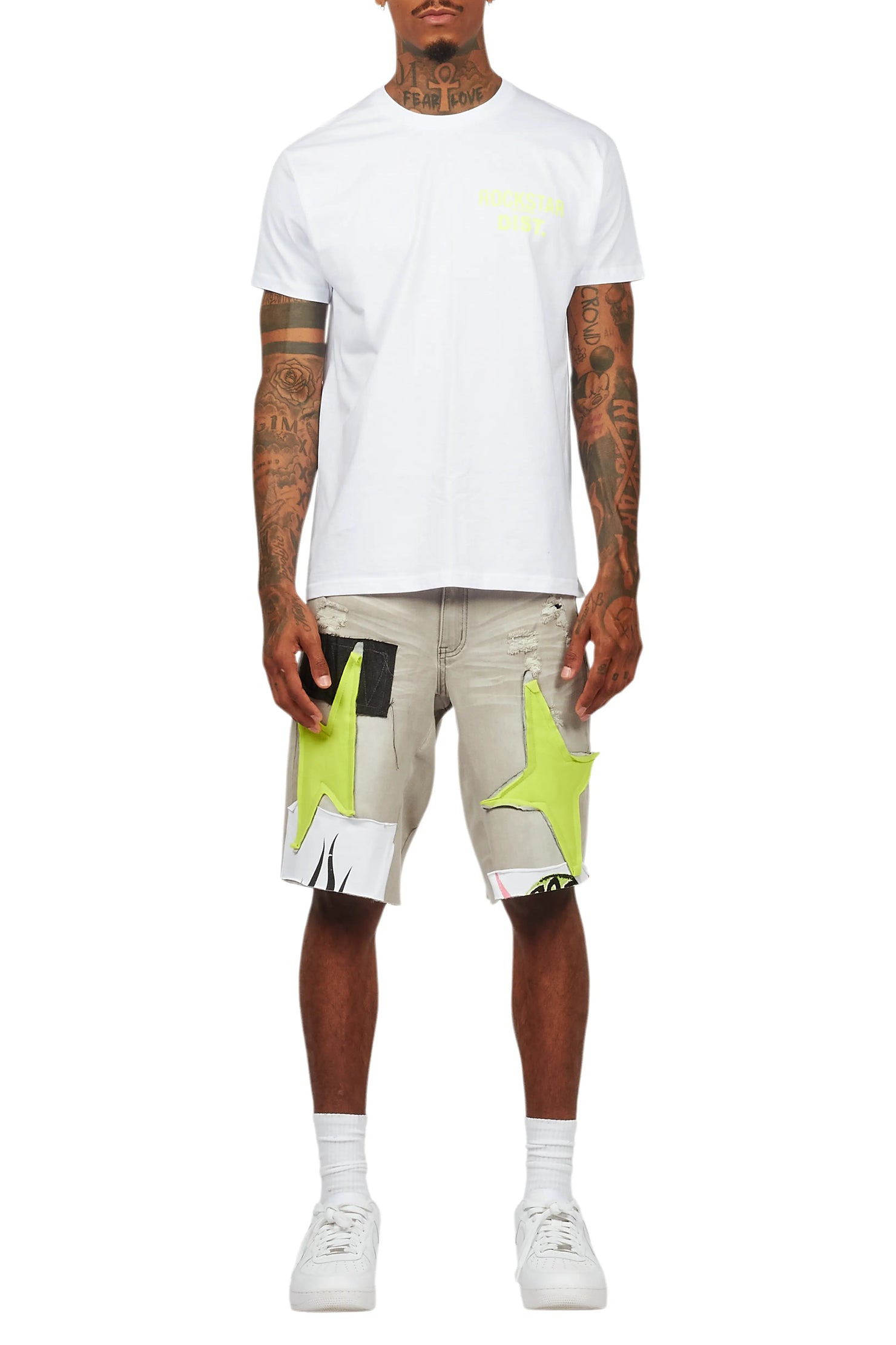Butch White/Green T-Shirt/Denim Short Set