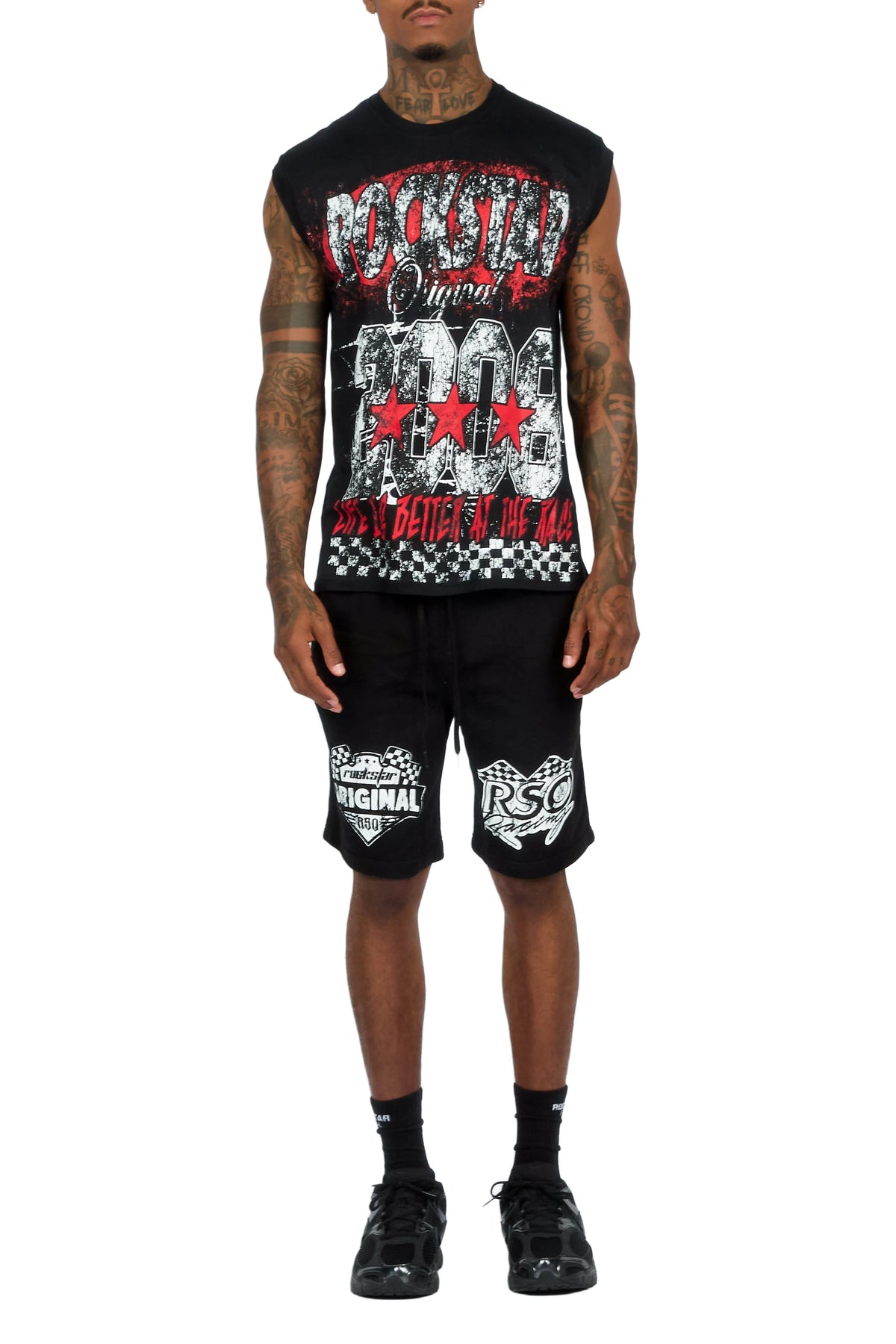 Racing Grung Black Graphic Cut Sleeve T-Shirt Short Set