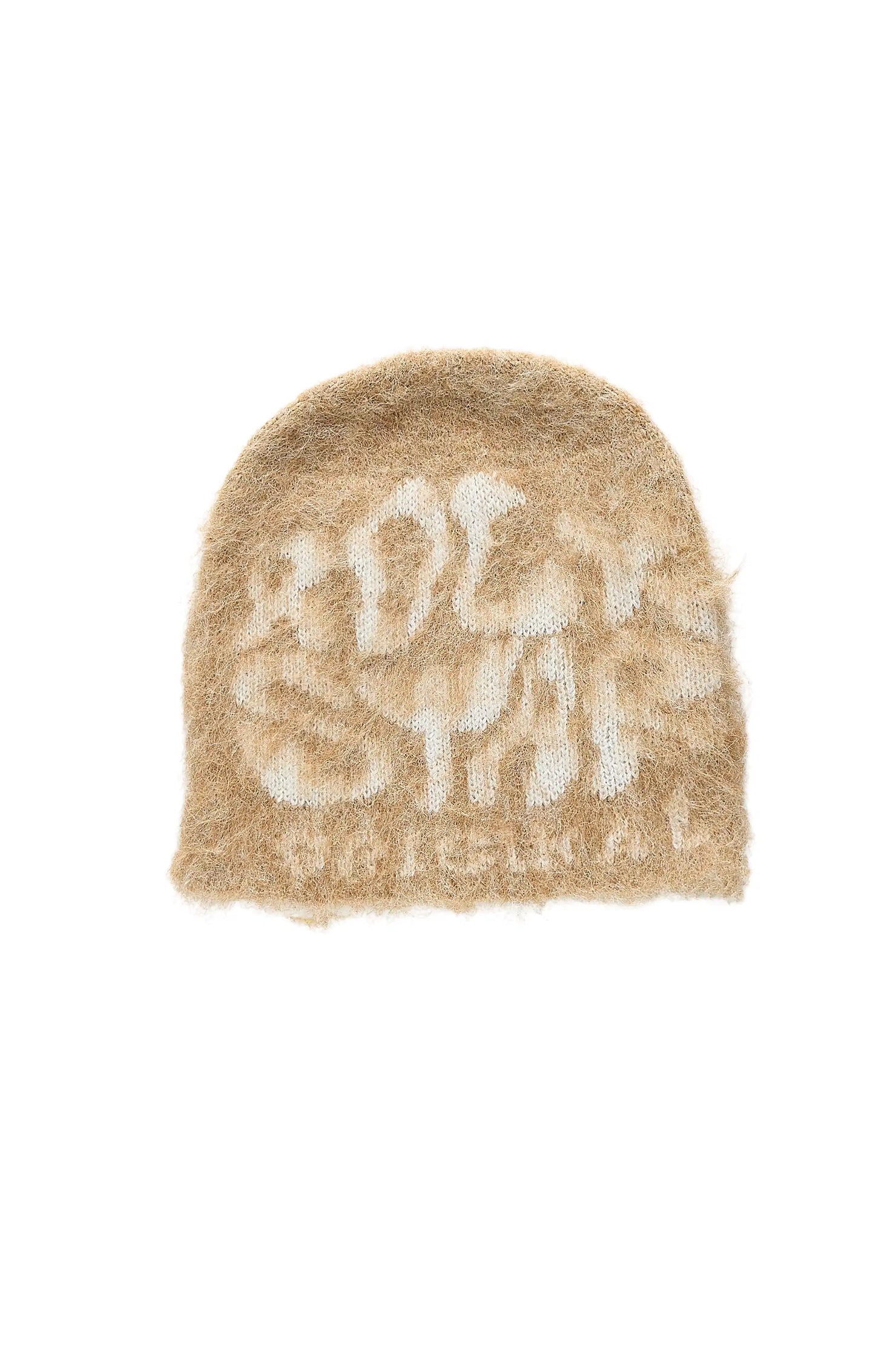 Warblen Beige Knitted Mohair Beanie