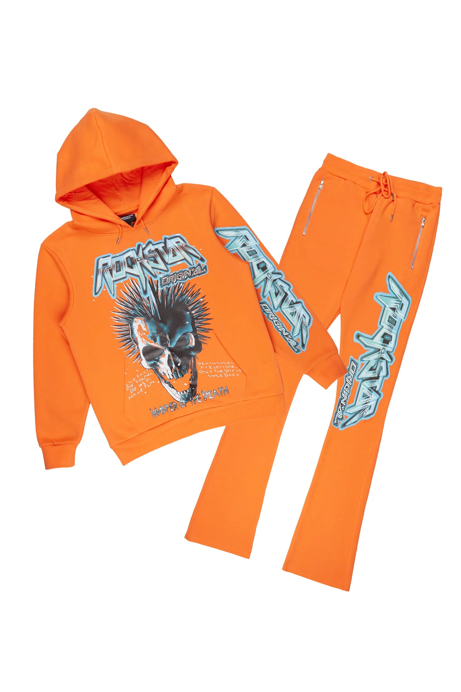 Obern Orange Graphic Hoodie/Stacked Flare Pant Track Set