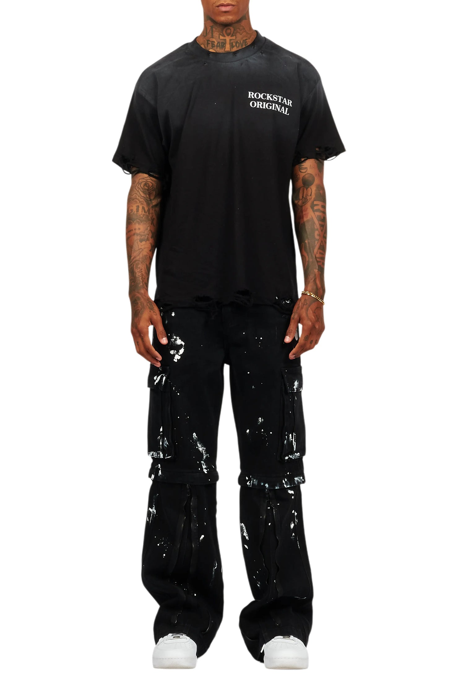 Rudo Black Painter Baggy Cargo Jean