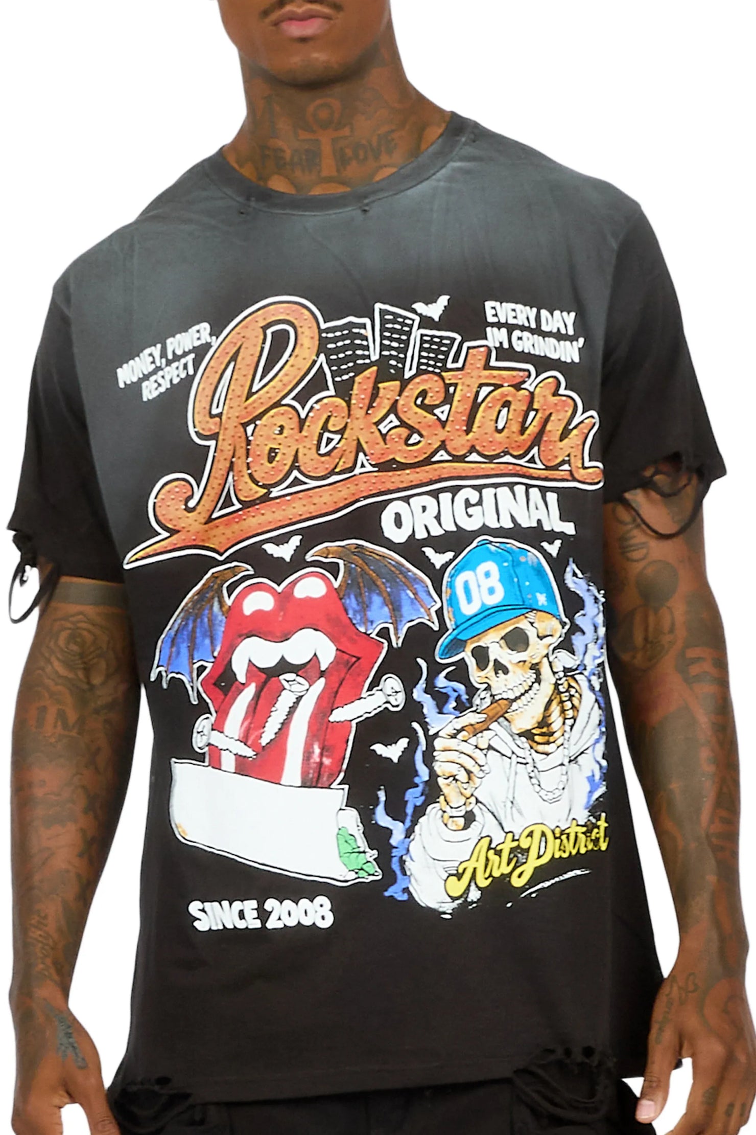 Batts Black Oversized Graphic T-Shirt