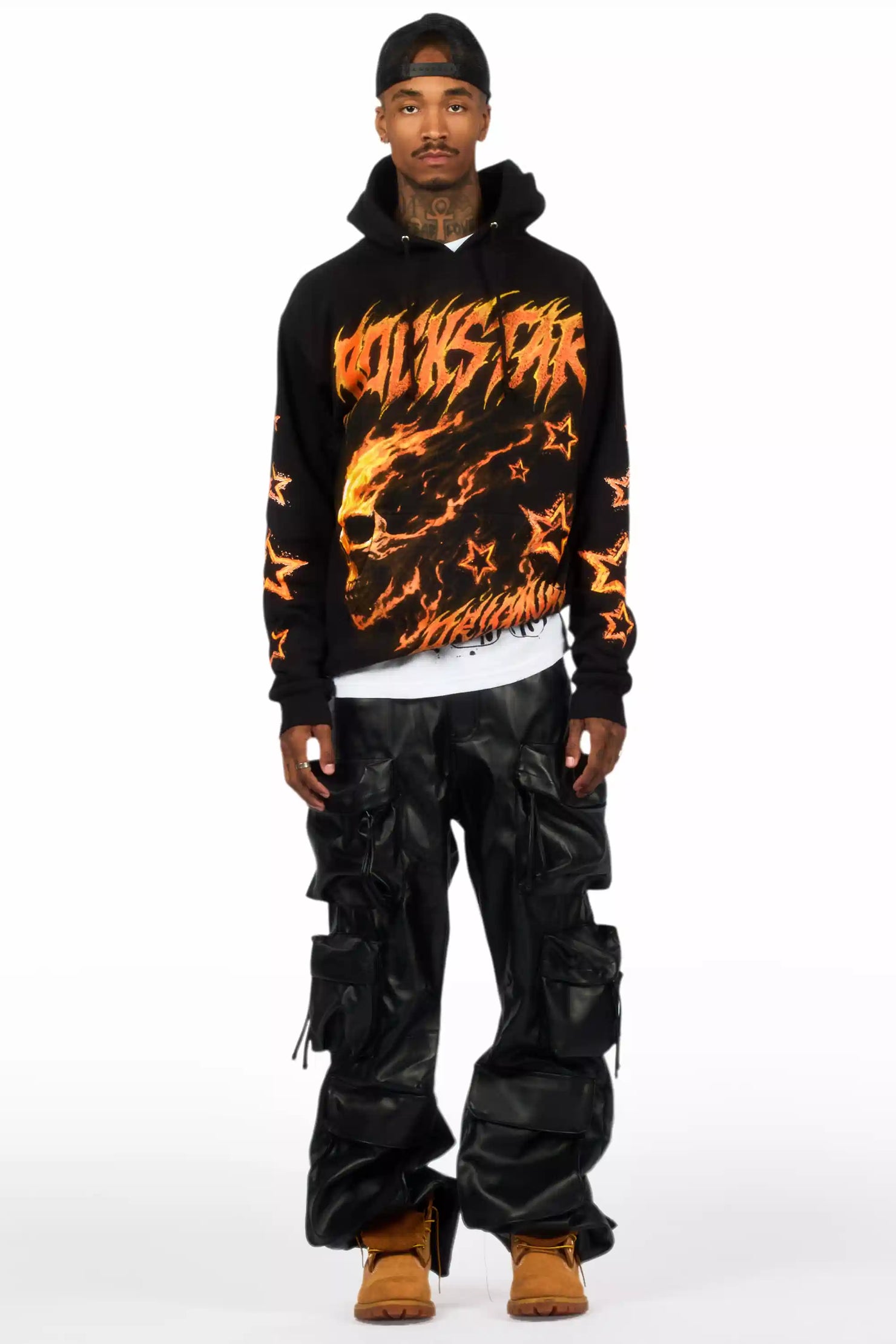 Amos White/Black Thermal T-Shirt & Lenz Baggy PU Jean Bundle