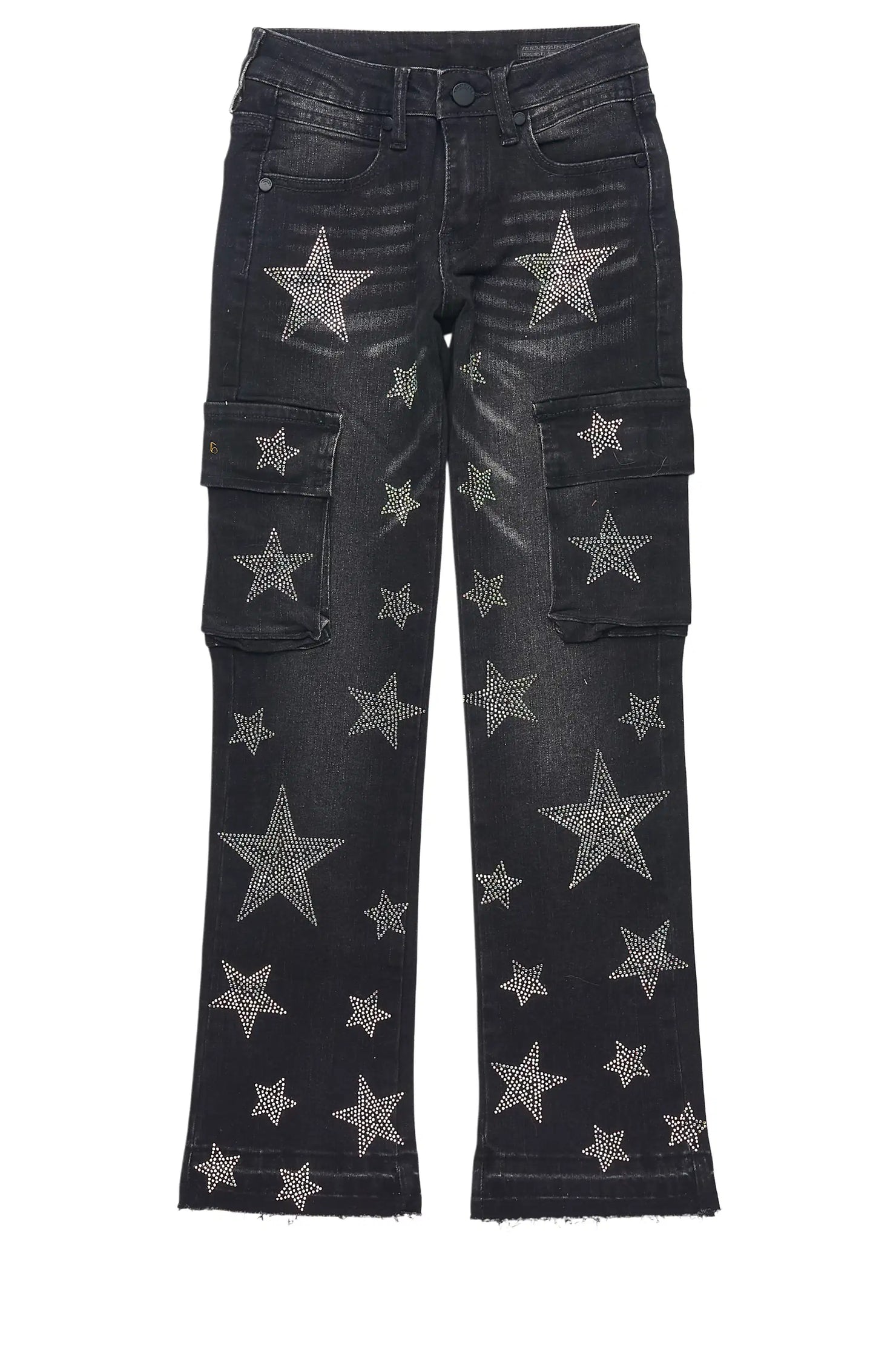 Girls Kendrica Black Rhinestone Stacked Jean