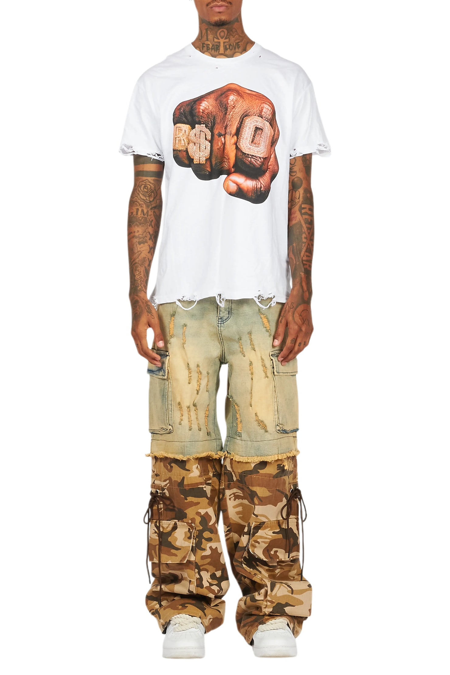 Baatar Blue/Brown Camo Baggy Fit Jean