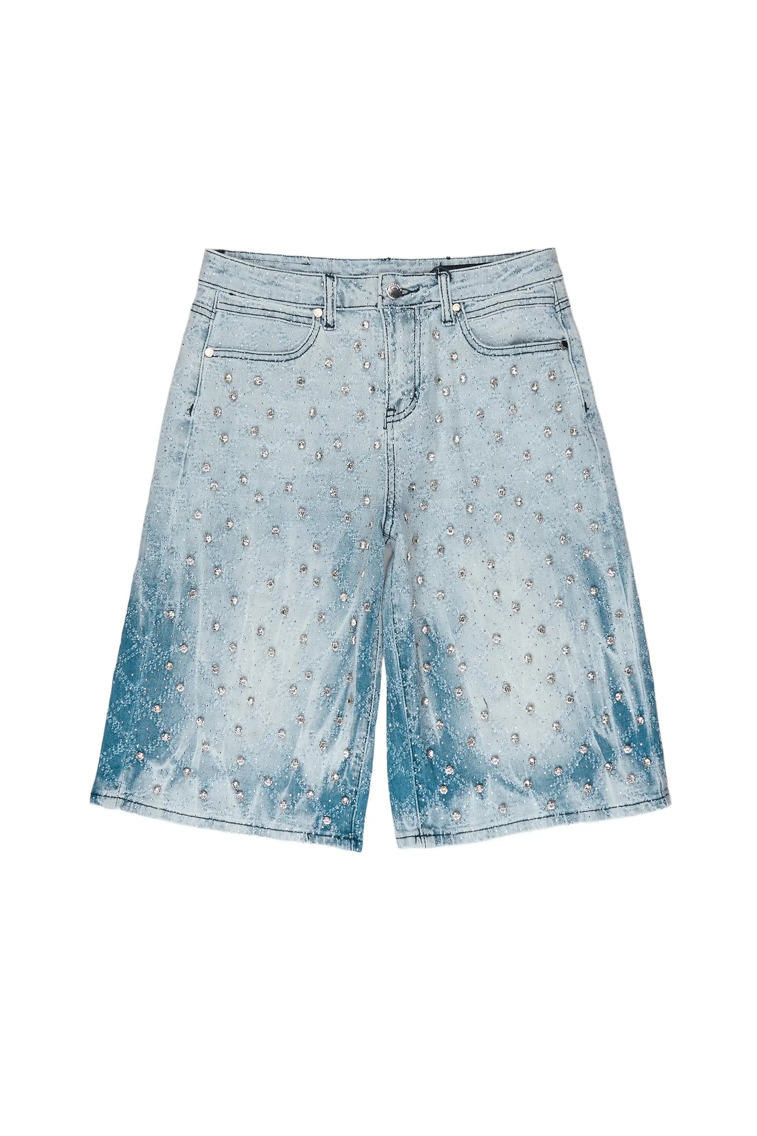 Glit Blue Rhinestone Denim Short