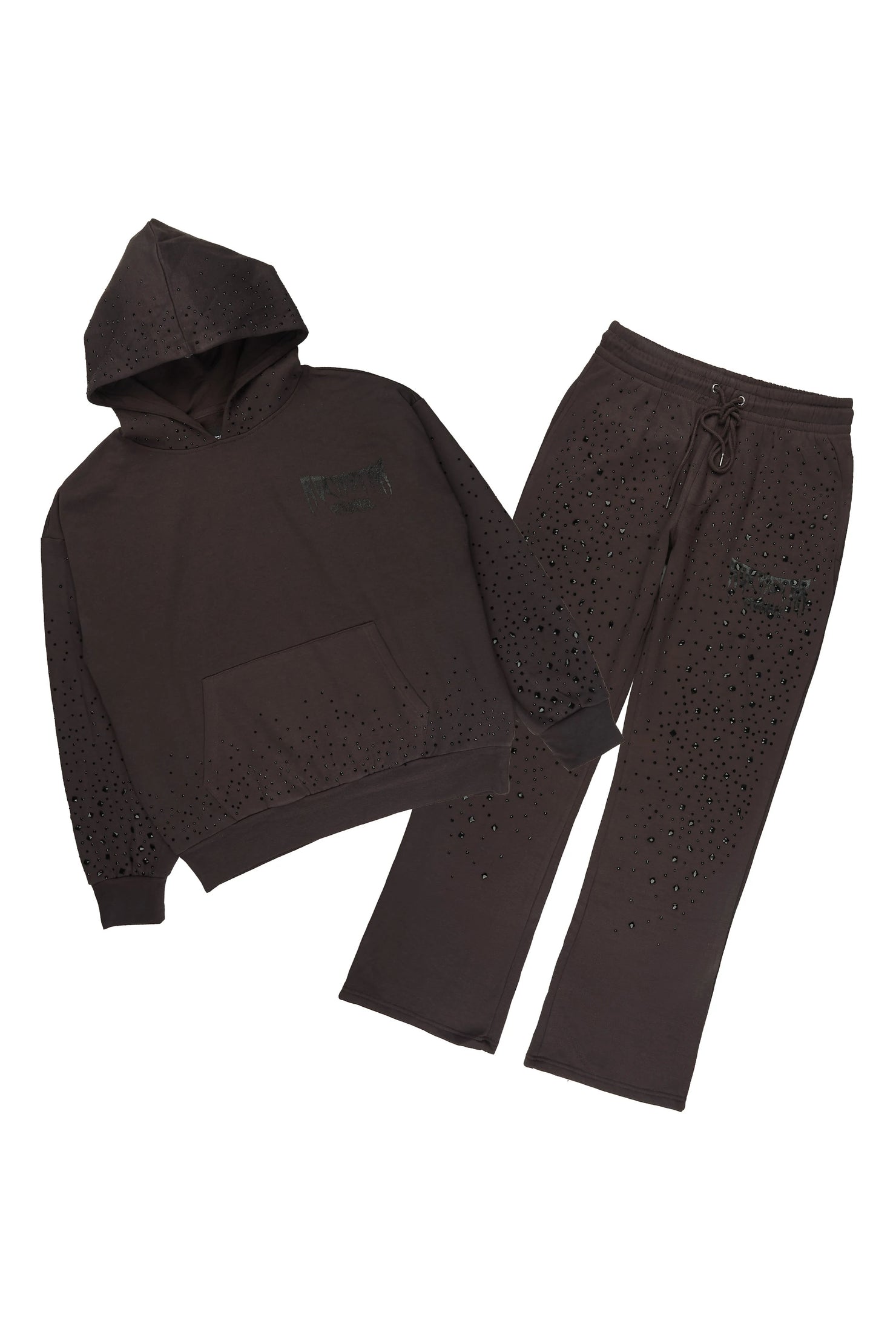Twinkle Iron/Black Rhinestone Hoodie Relaxed Track Set