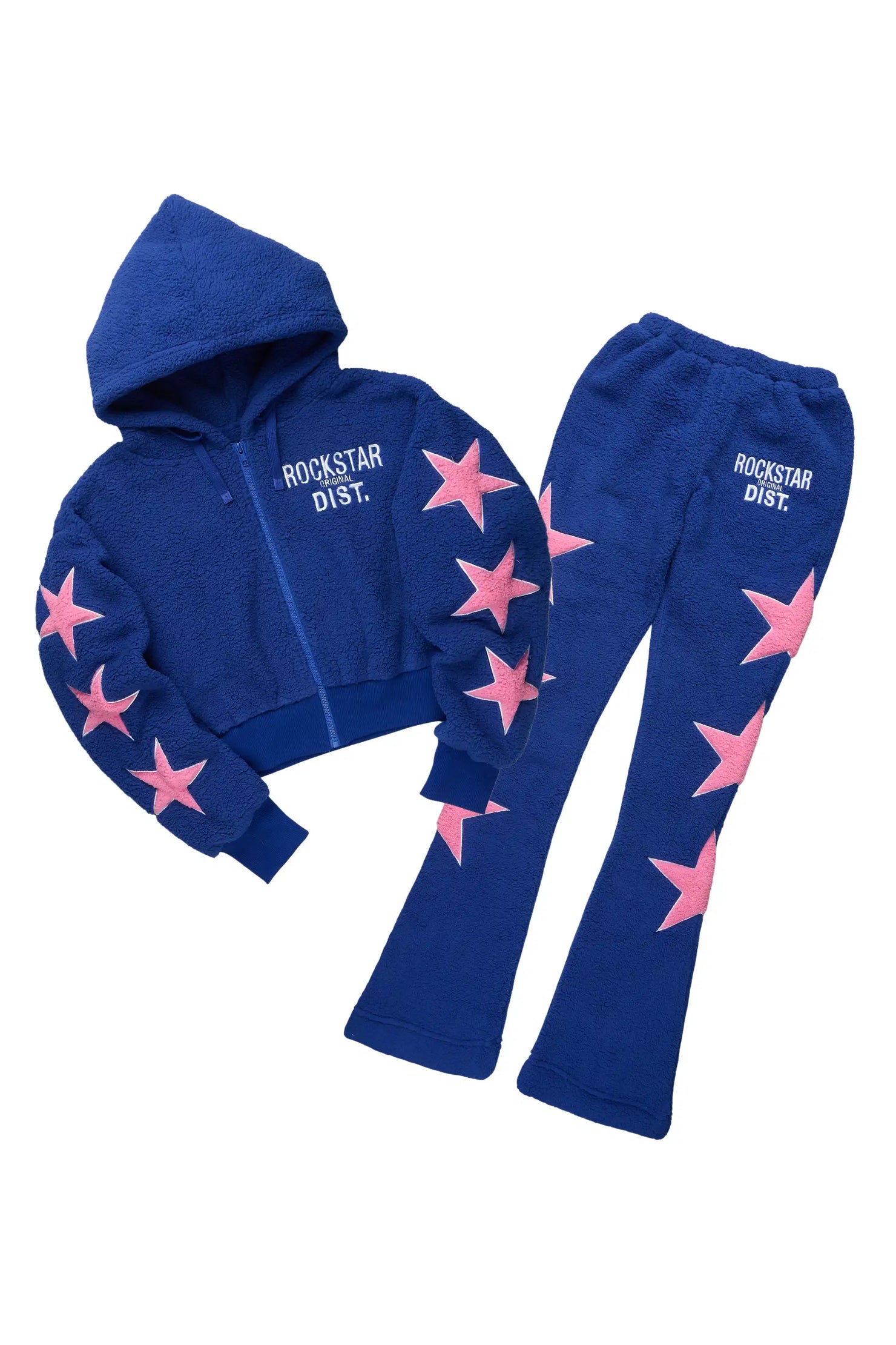 Dainisha Navy Sherpa Zip Up Stacked Track Set