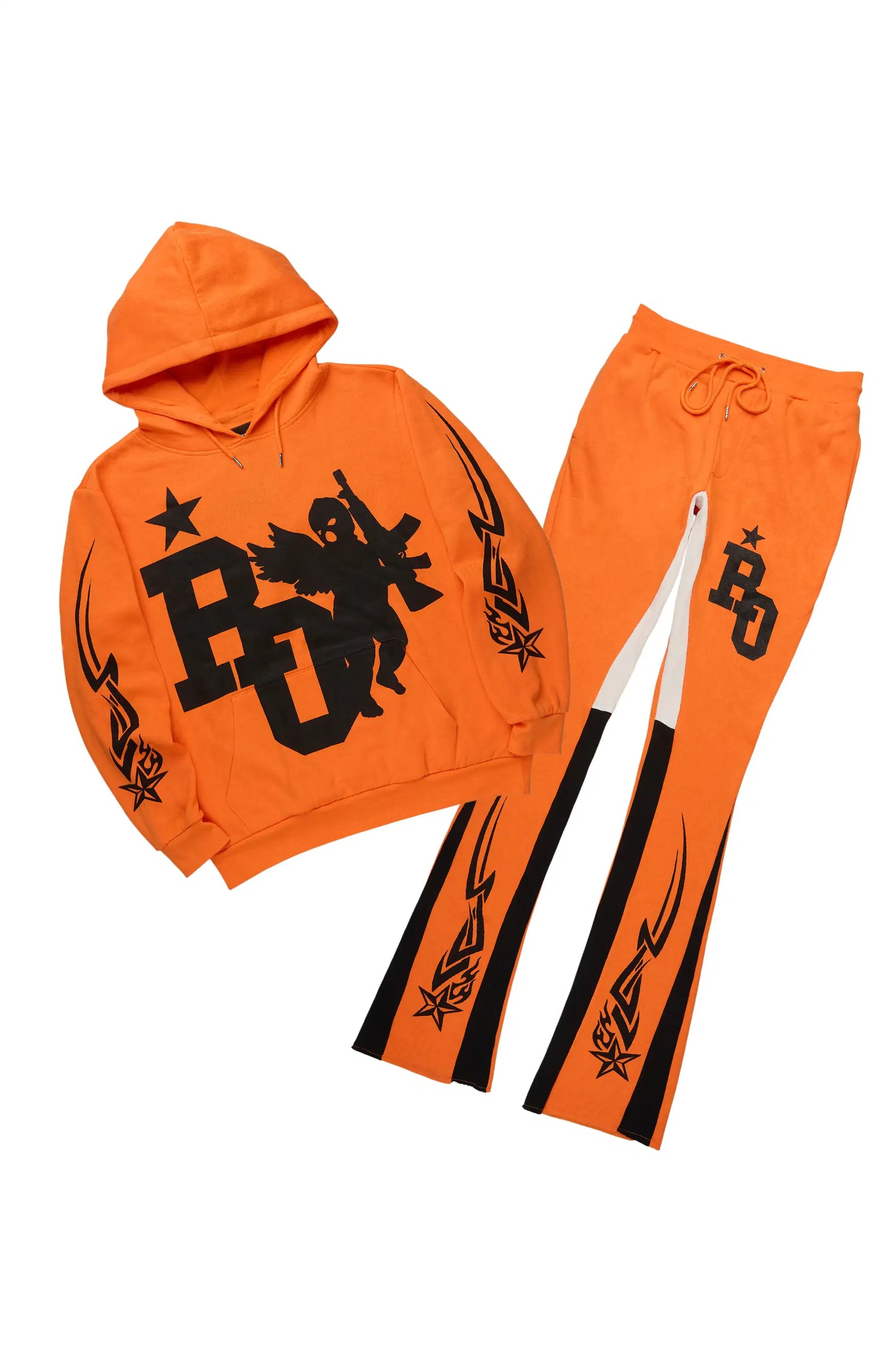 Pluton Orange/Black Hoodie/Stacked Flare Track Set