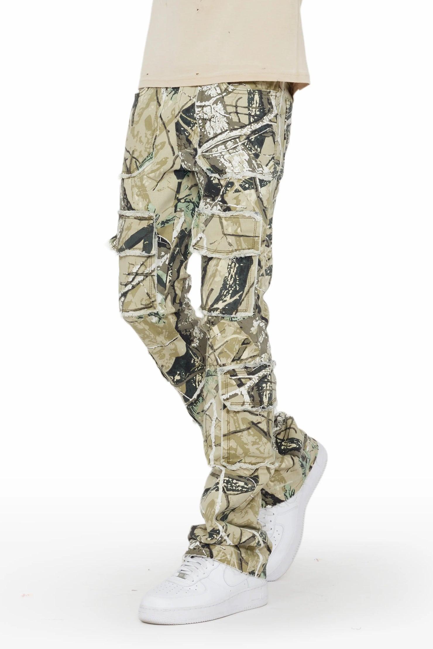 Tyrell Tree Camo Stacked Flare Cargo Jean