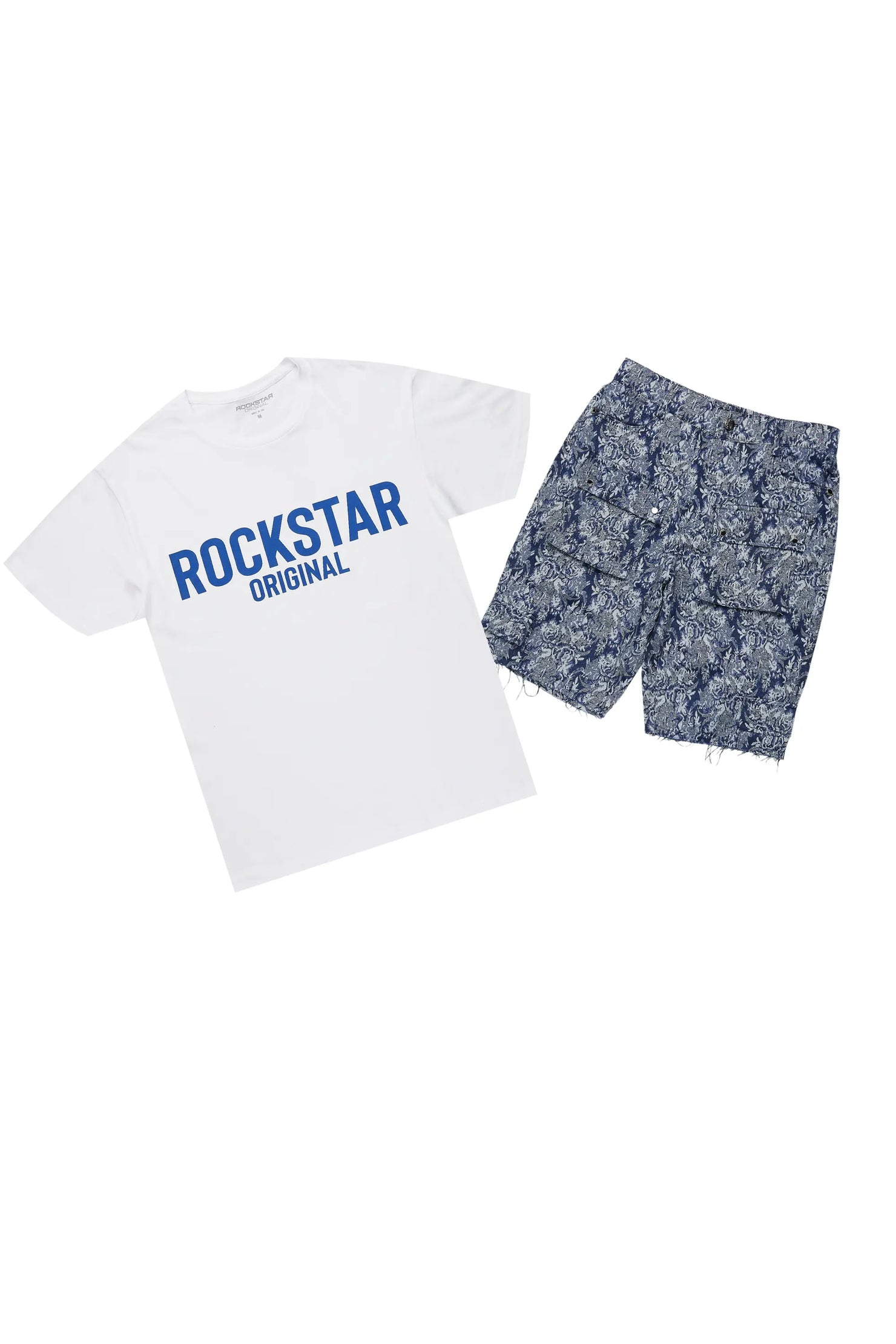 Viviane White/Blue T-Shirt Short Set