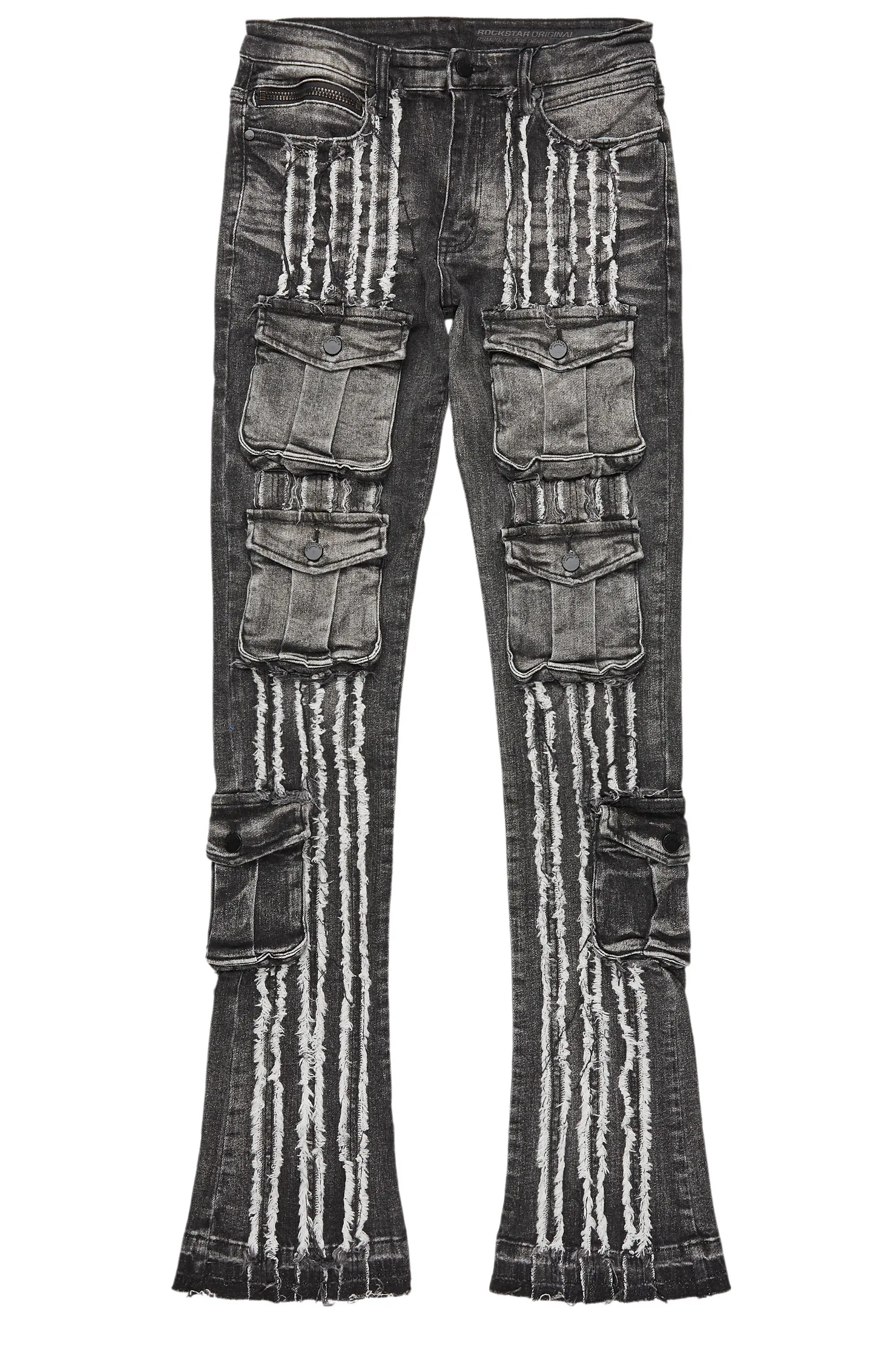 Frey Black Stacked Flare Jean