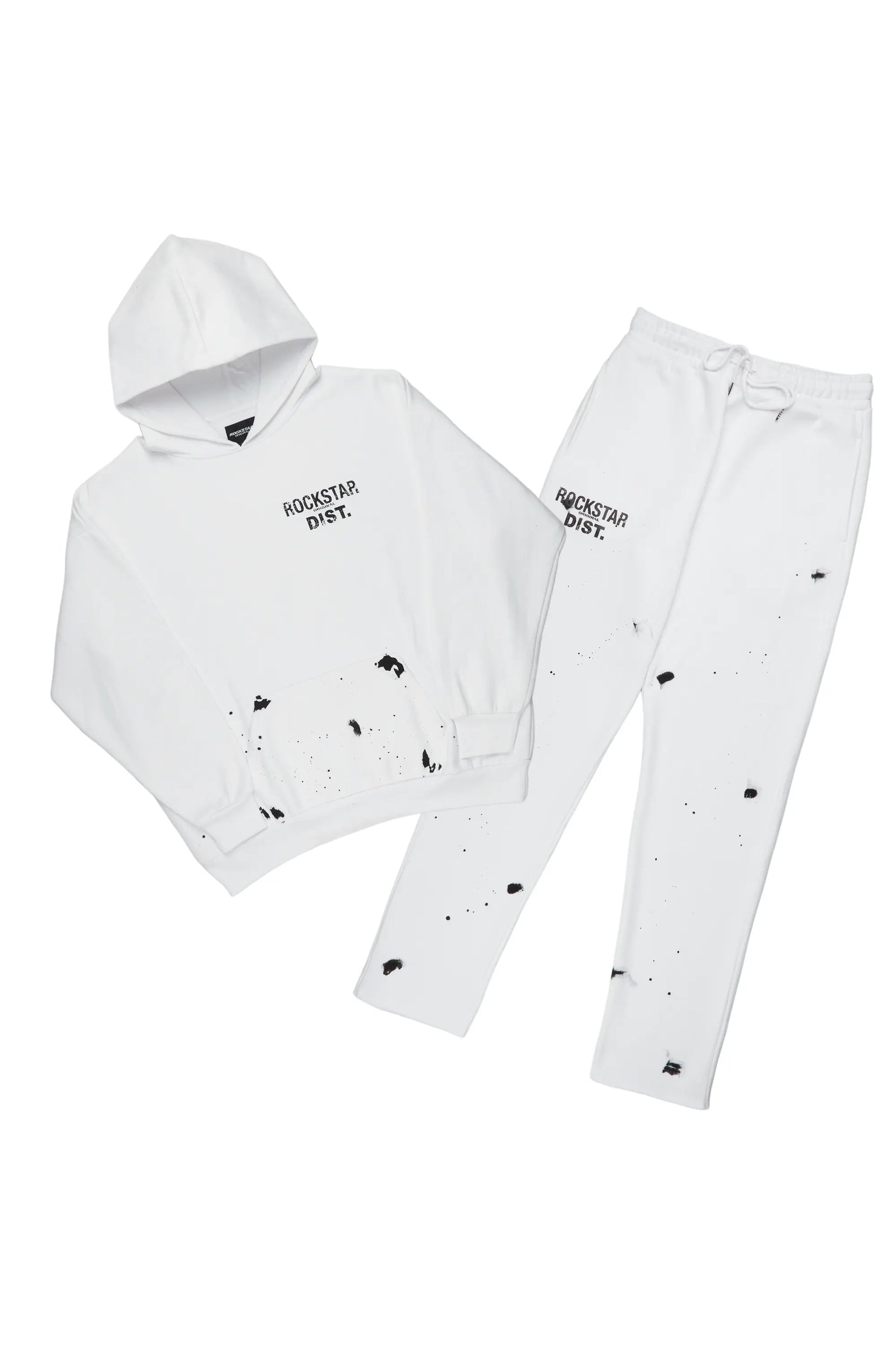 Raffer White Hoodie/Stacked Flare Track Set
