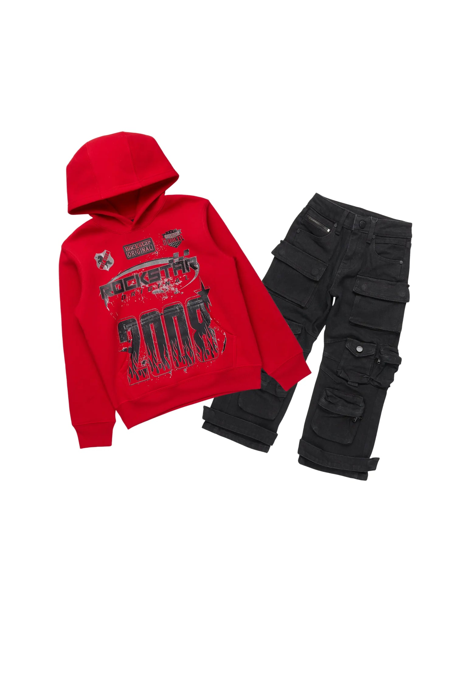 Boys Amos Red Hoodie/Baggy Fit Jean Set
