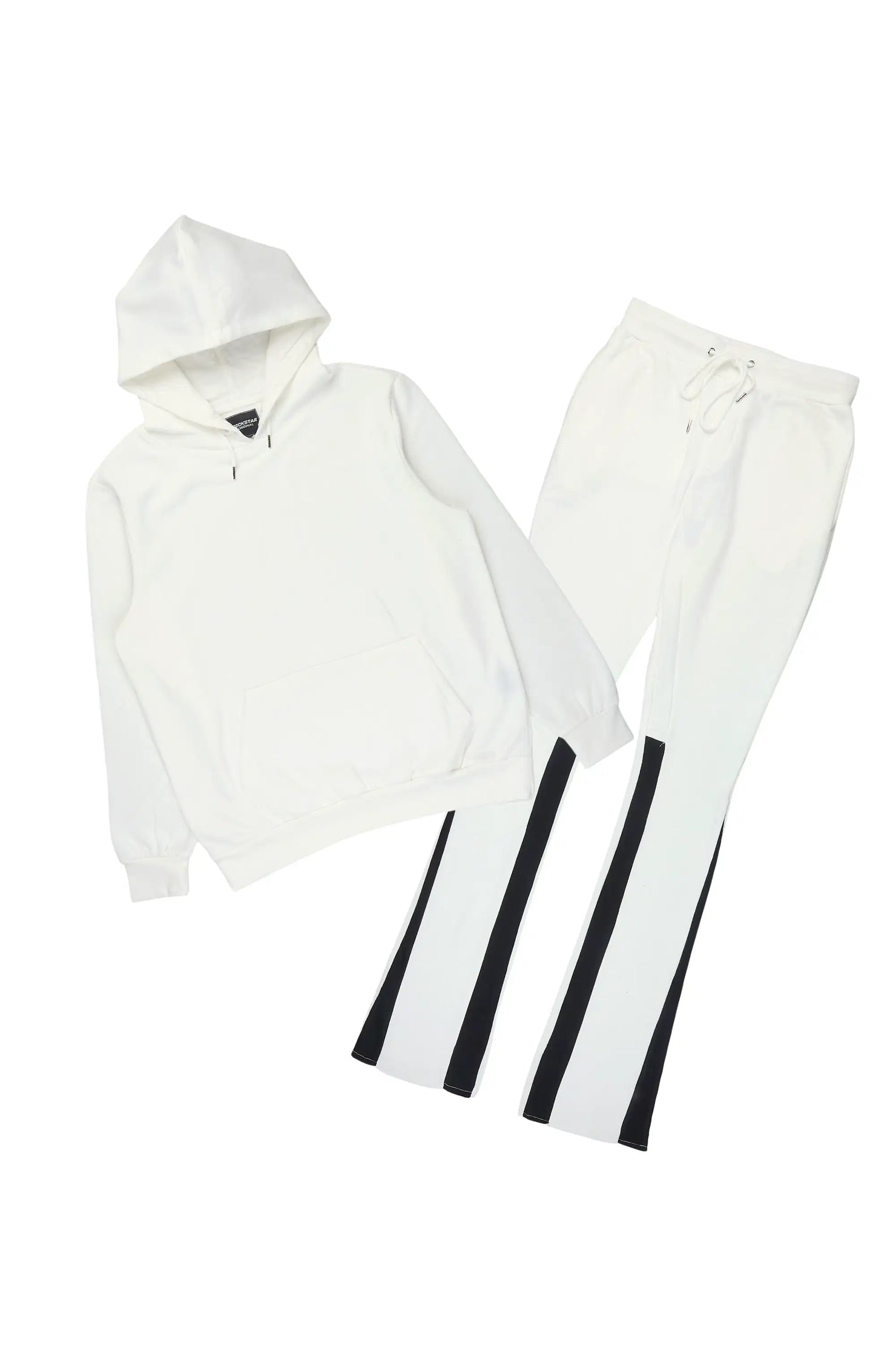 Basic White/Black Hoodie/Stacked Flare Track Set