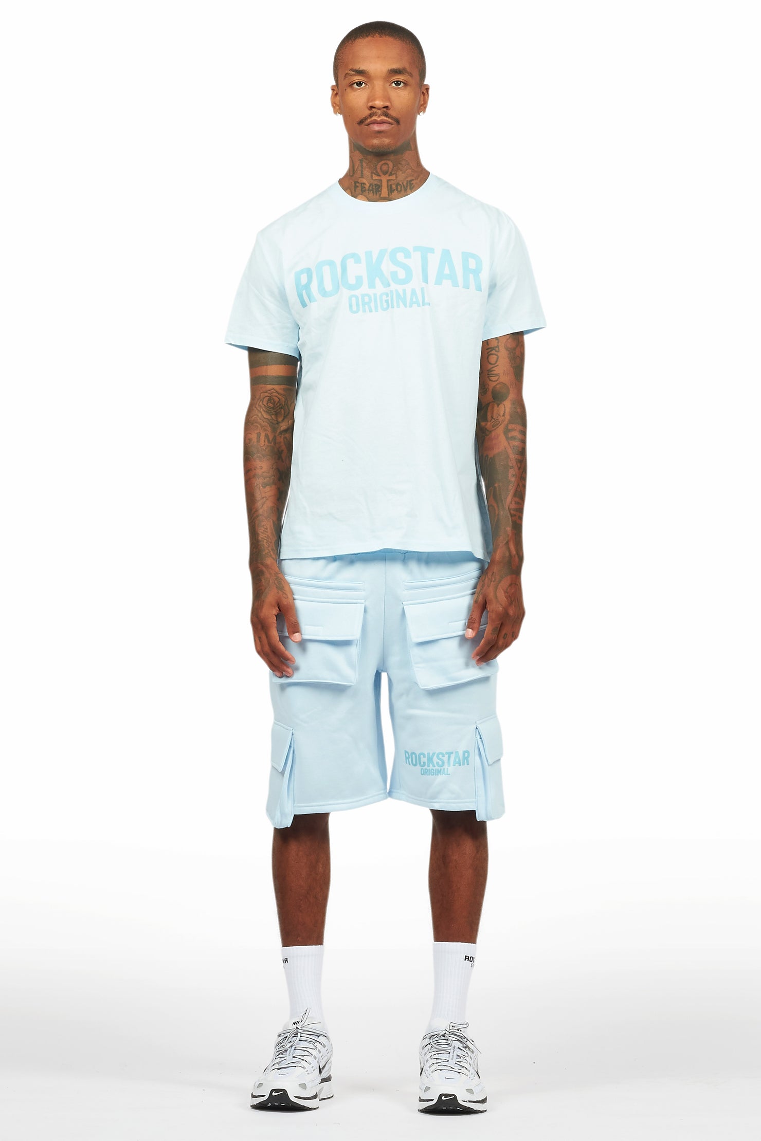 Sana Baby Blue/Blue T-Shirt Cargo Short Set