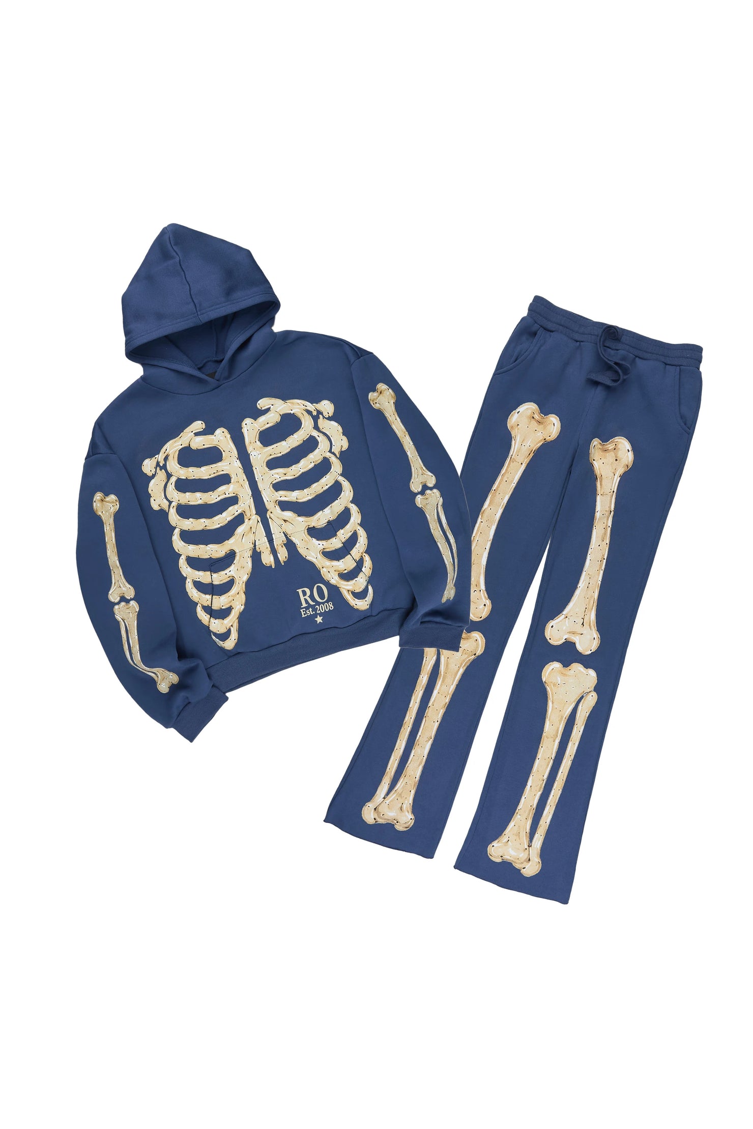 Boys Vermis Navy/Beige Stacked Hoodie Track Set