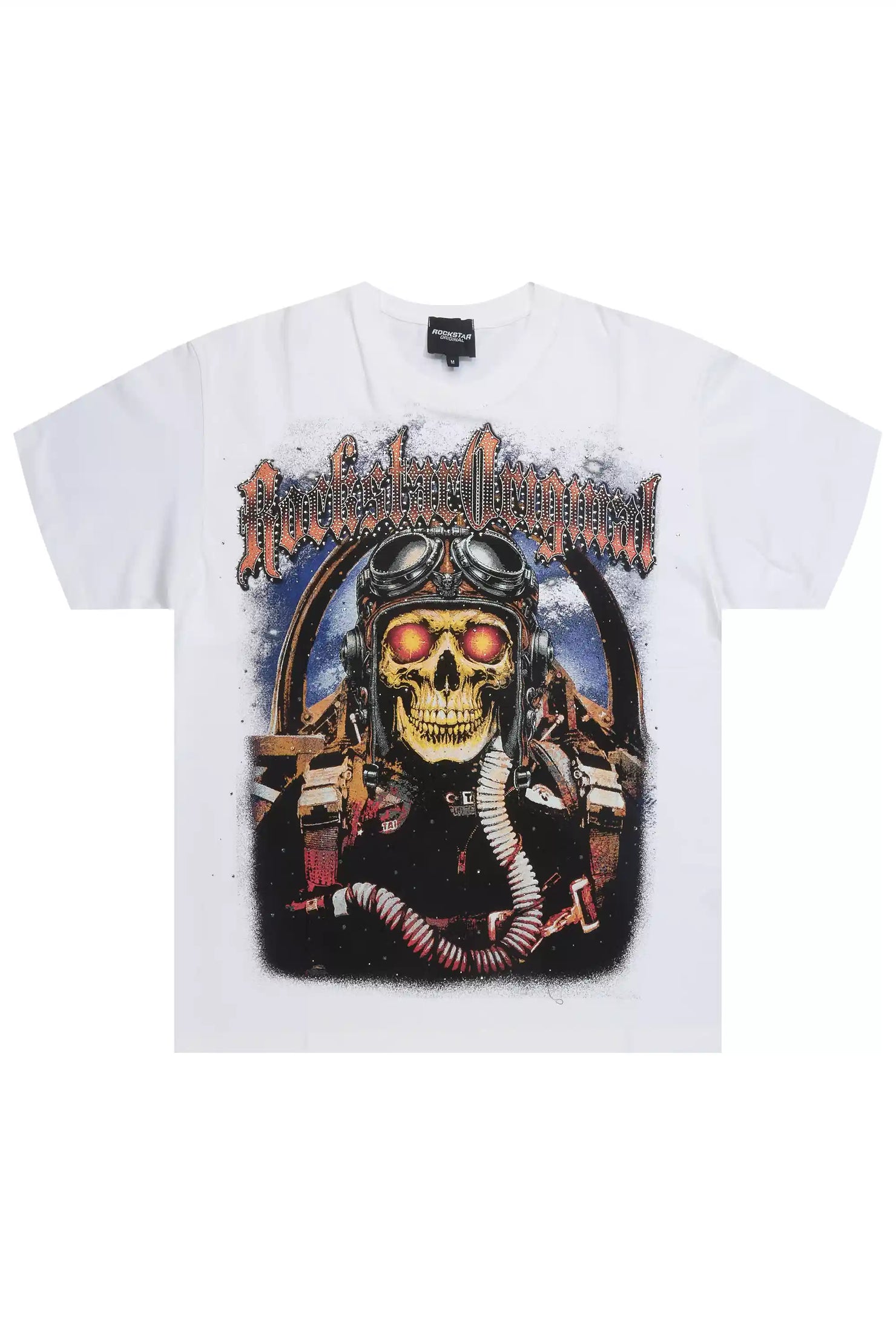 Airhart White Graphic Rhinestone T-Shirt