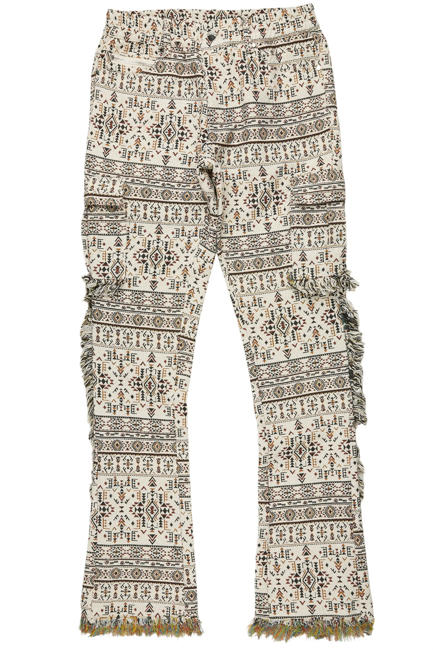 Ayaki Beige Slim Tapestry Flare Jean