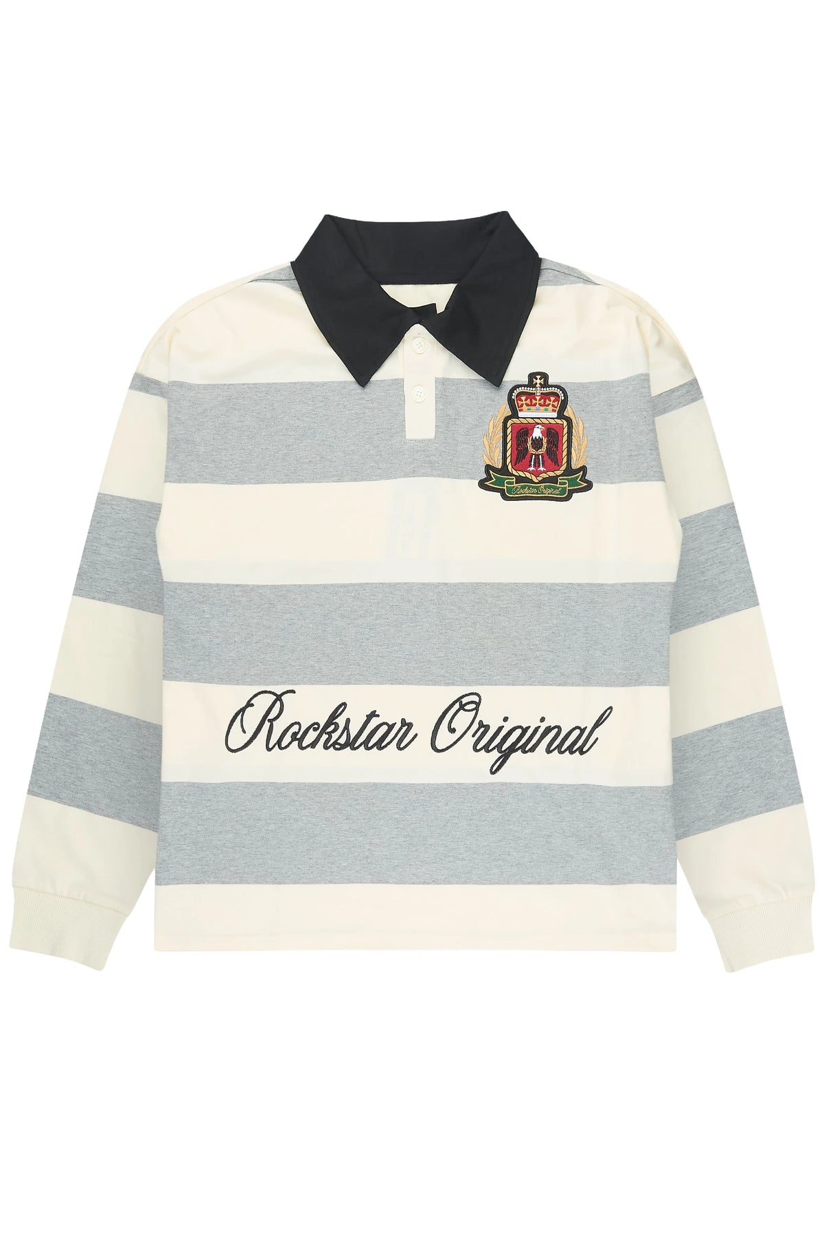 Flynn White/Grey Long Sleeve Polo Shirt
