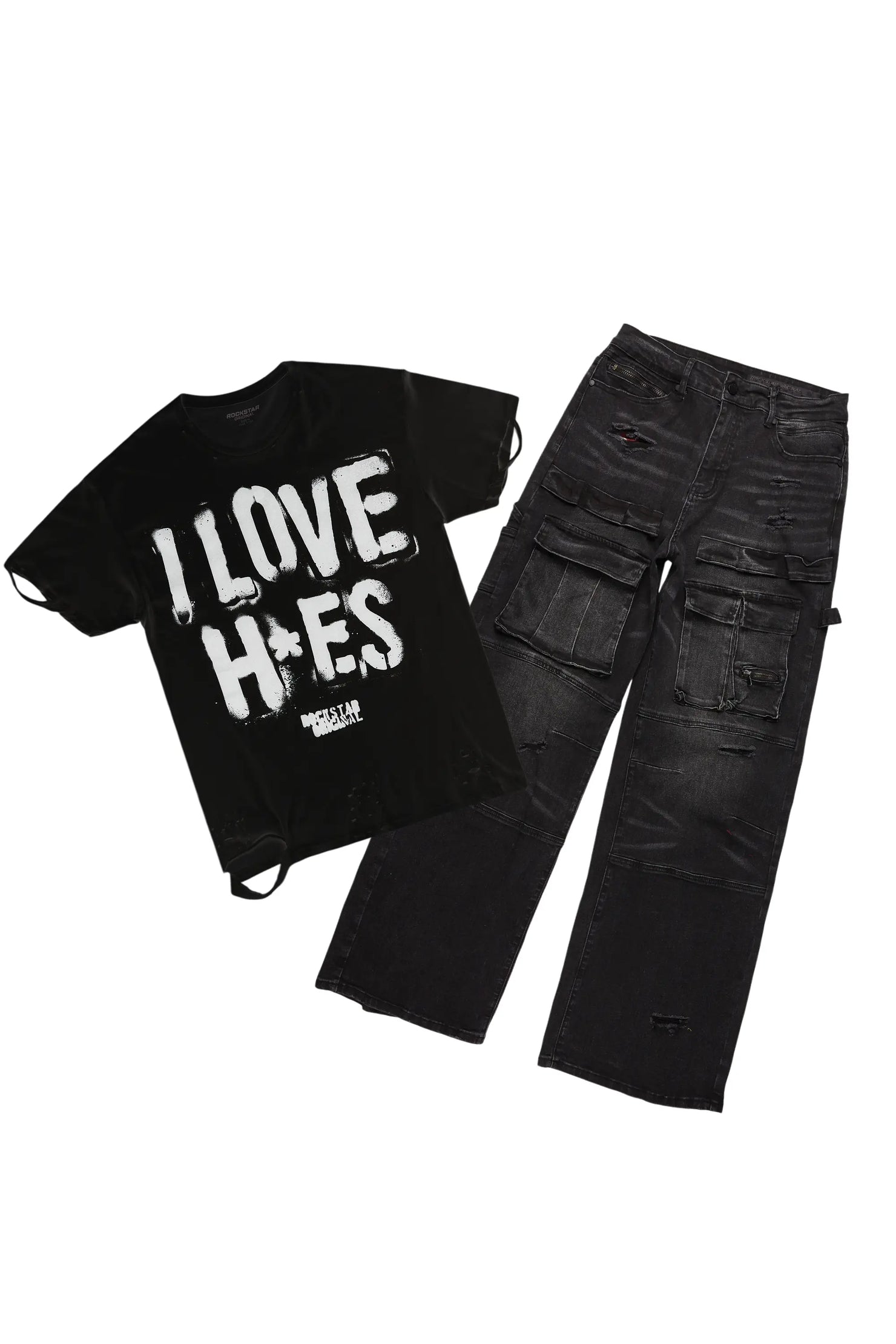 Banyan Black T-Shirt & Burain Baggy Fit Jean Bundle
