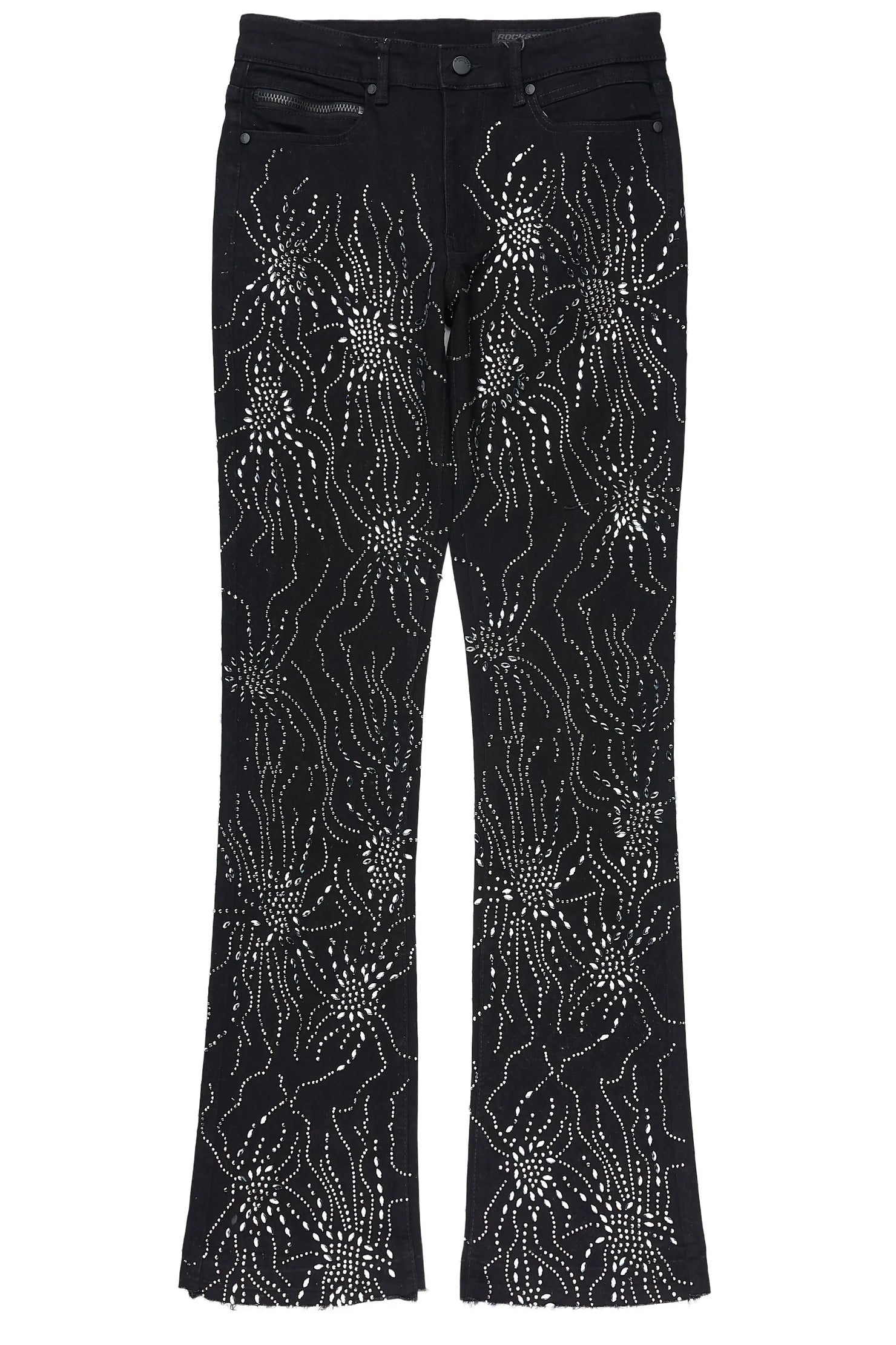 Izai Black Rhinestone Stacked Fit Jean