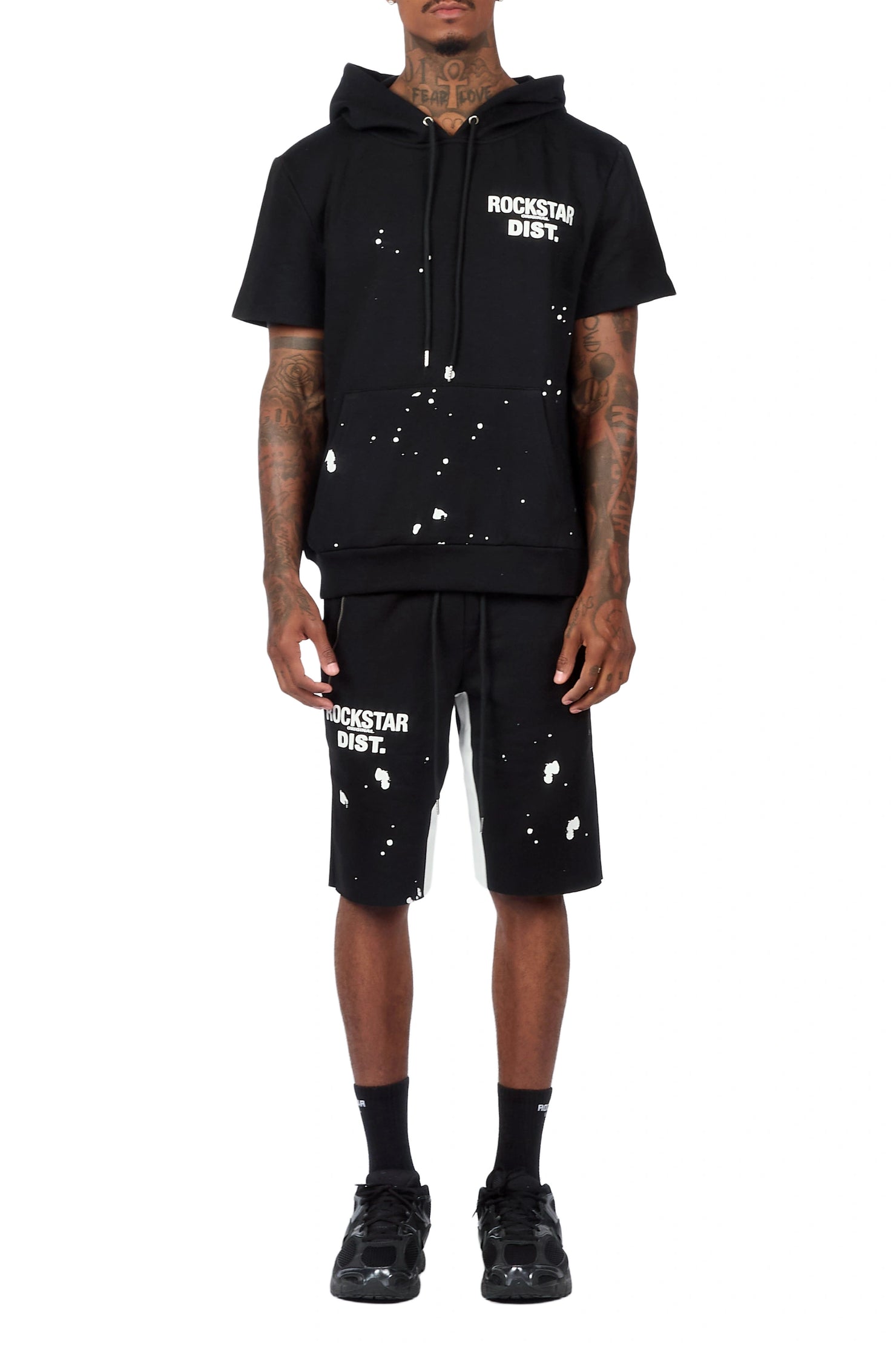Raffer 3.0 Black Cut Sleeve Hoodie Short Set