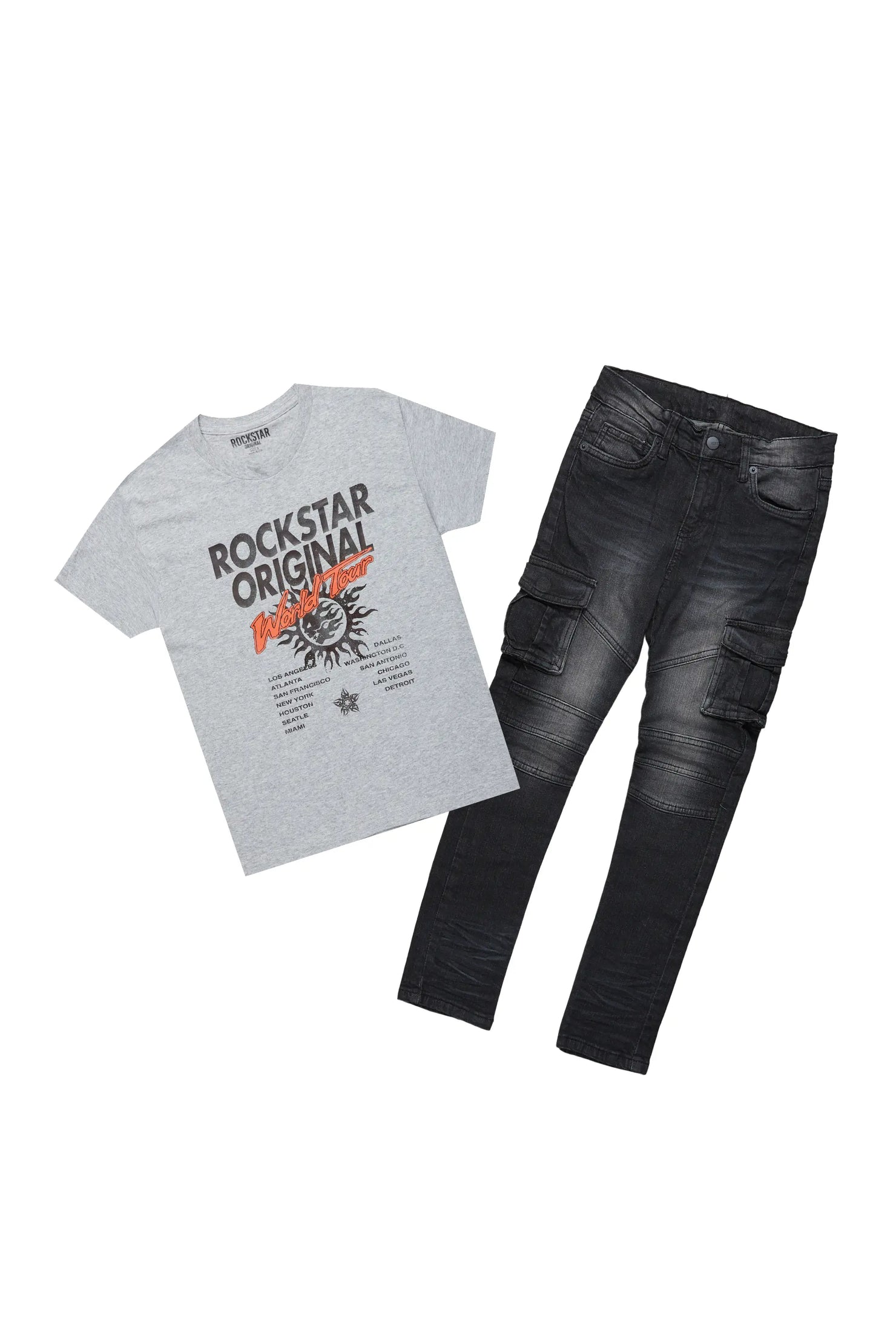 Boys Safi Grey T-Shirt/Cargo Jean Set