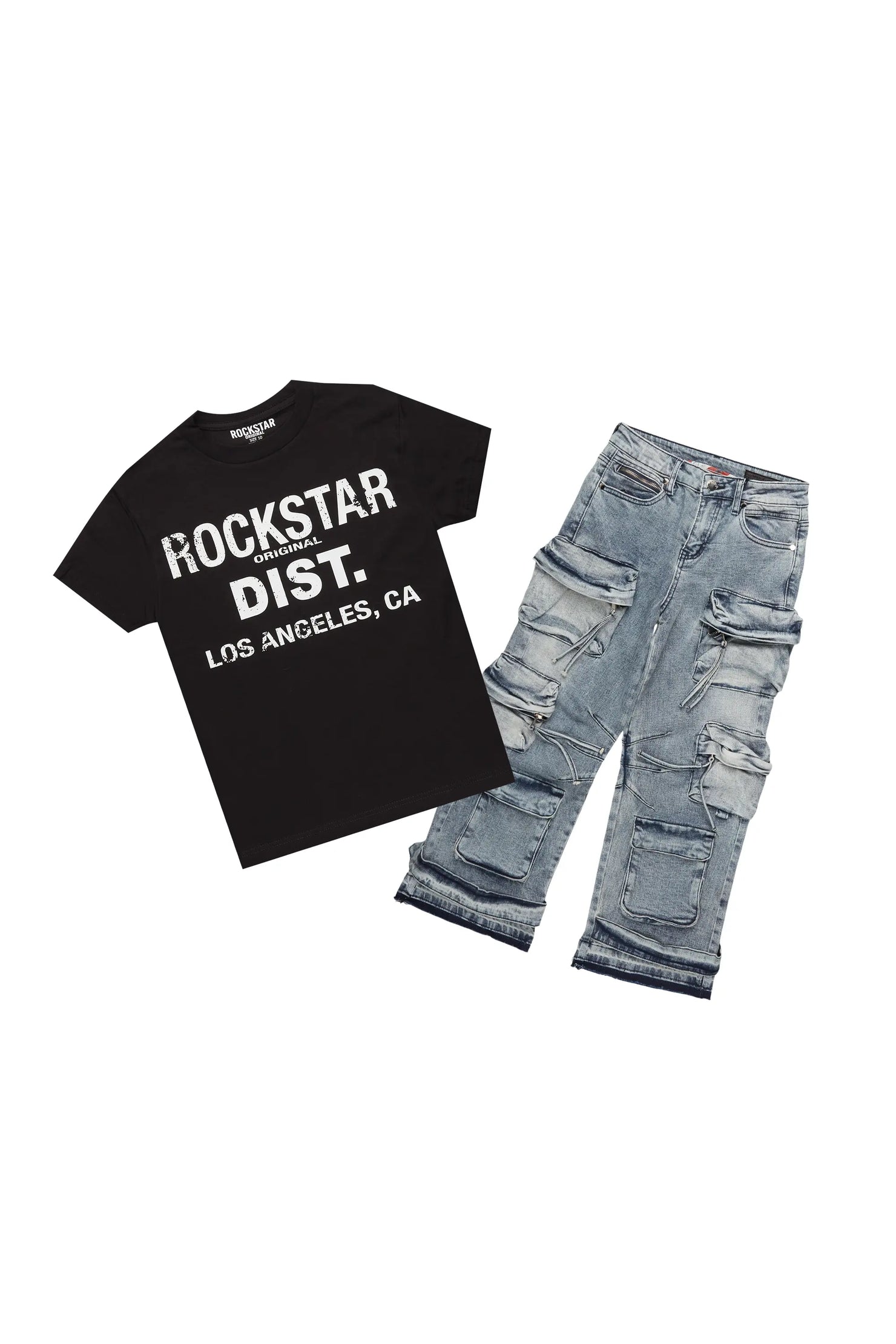 Boys Koen Black/Blue T-Shirt/Baggy Jean Set