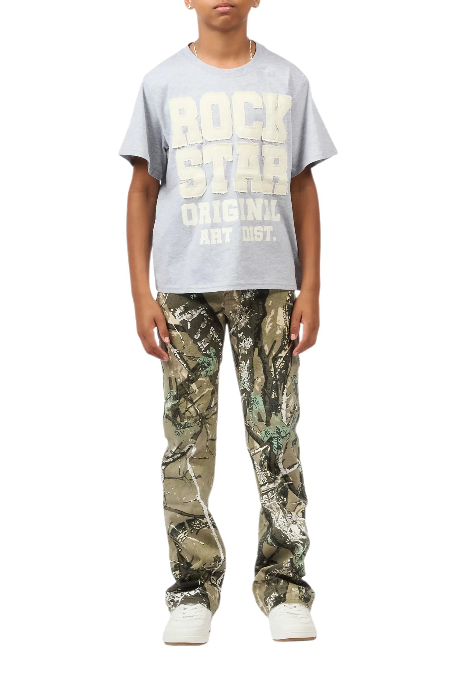 Boys Khen Tree Camo Pearl Stacked Flare Jean